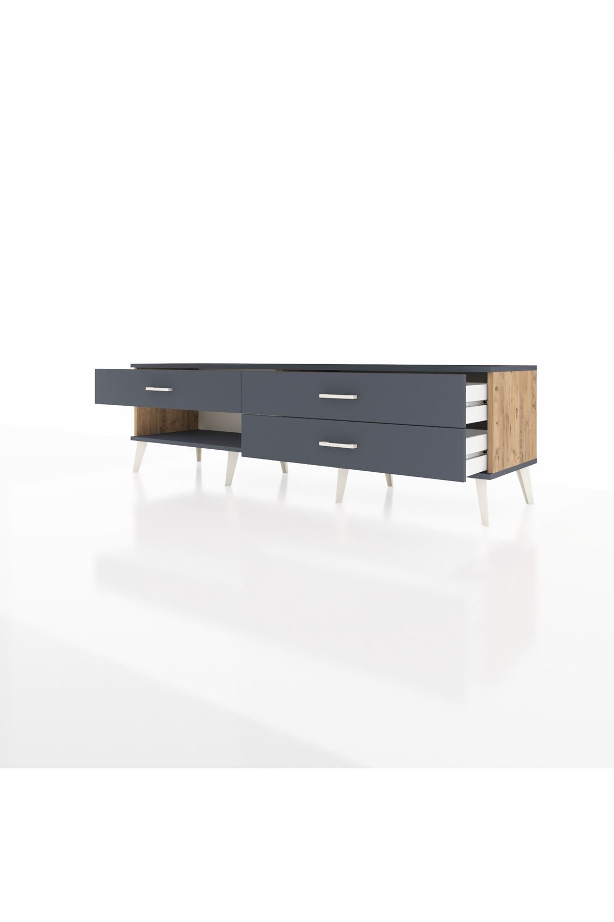 Hyperion TV Ünitesi 3 Çekmeceli  176x44x51 Çam-Antrasit/Antrasit