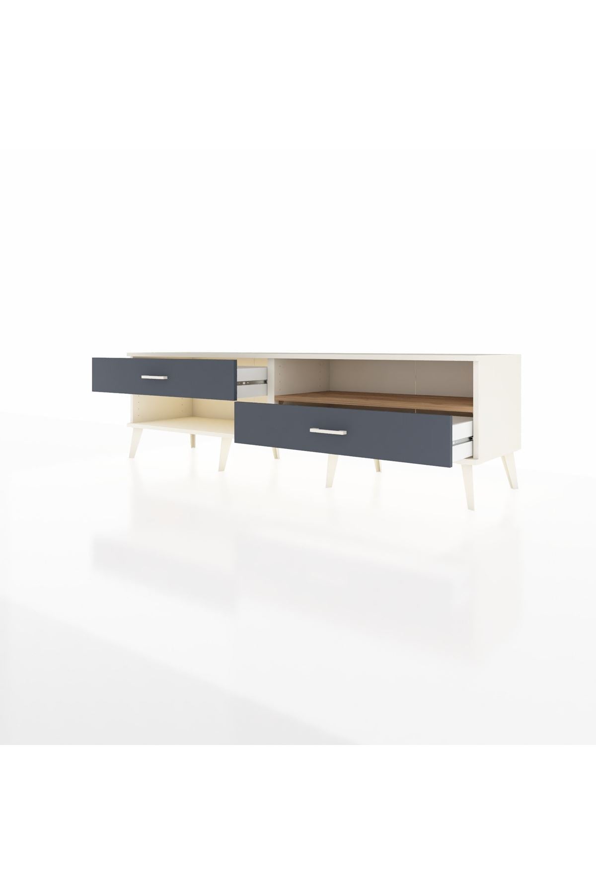 Hyperion TV Ünitesi Tek Raflı 2 Çekmeceli  176x44x51 Aytaşı-Çam/Antrasit