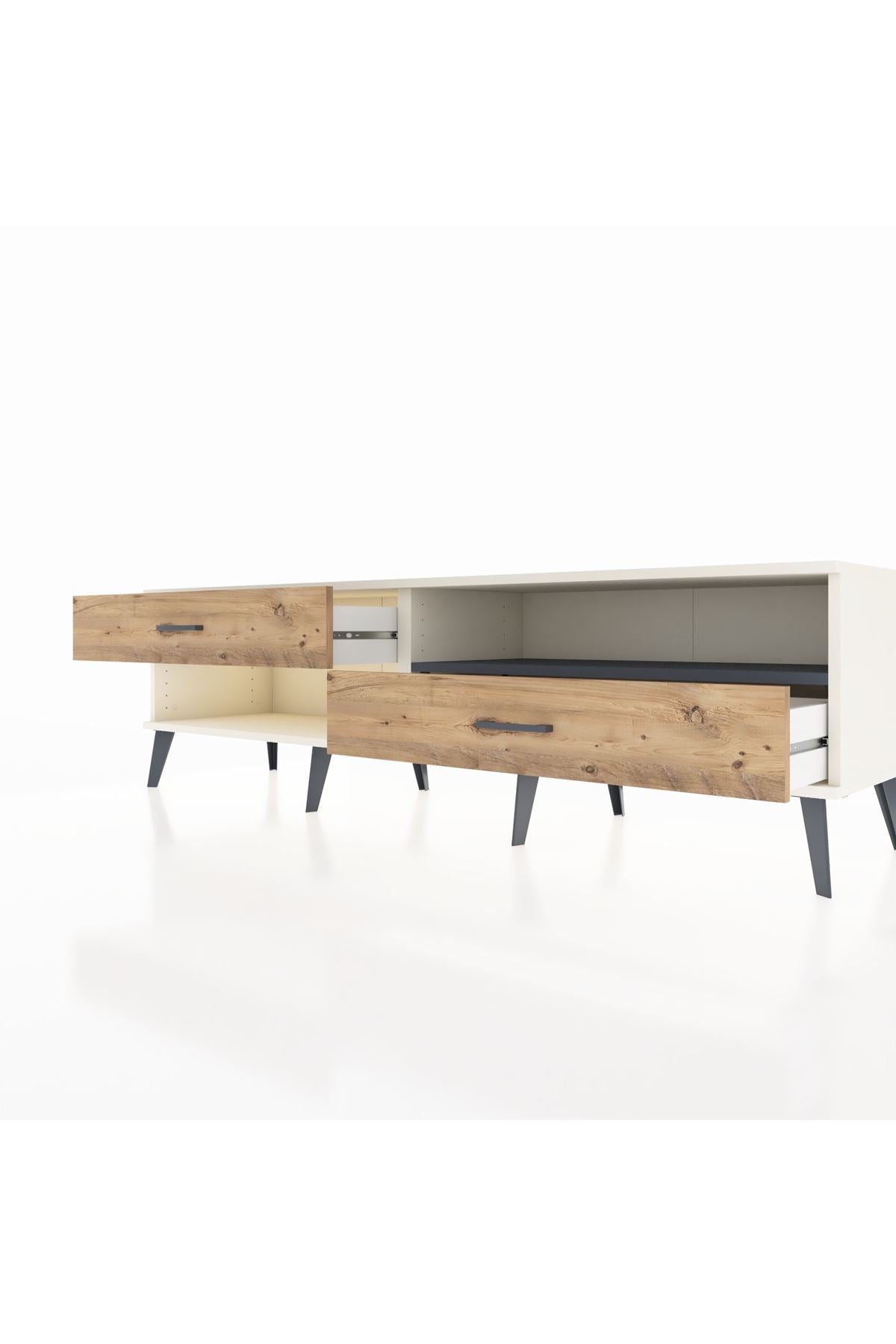 Hyperion TV Ünitesi Tek Raflı 2 Çekmeceli  176x44x51 Aytaşı-Antrasit/Çam