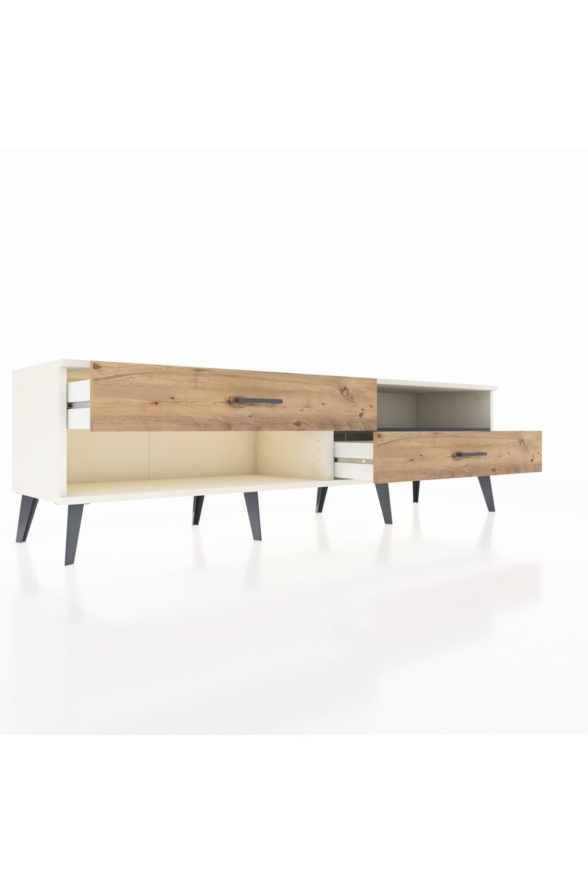 Hyperion TV Ünitesi Tek Raflı 2 Çekmeceli  176x44x51 Aytaşı-Antrasit/Çam