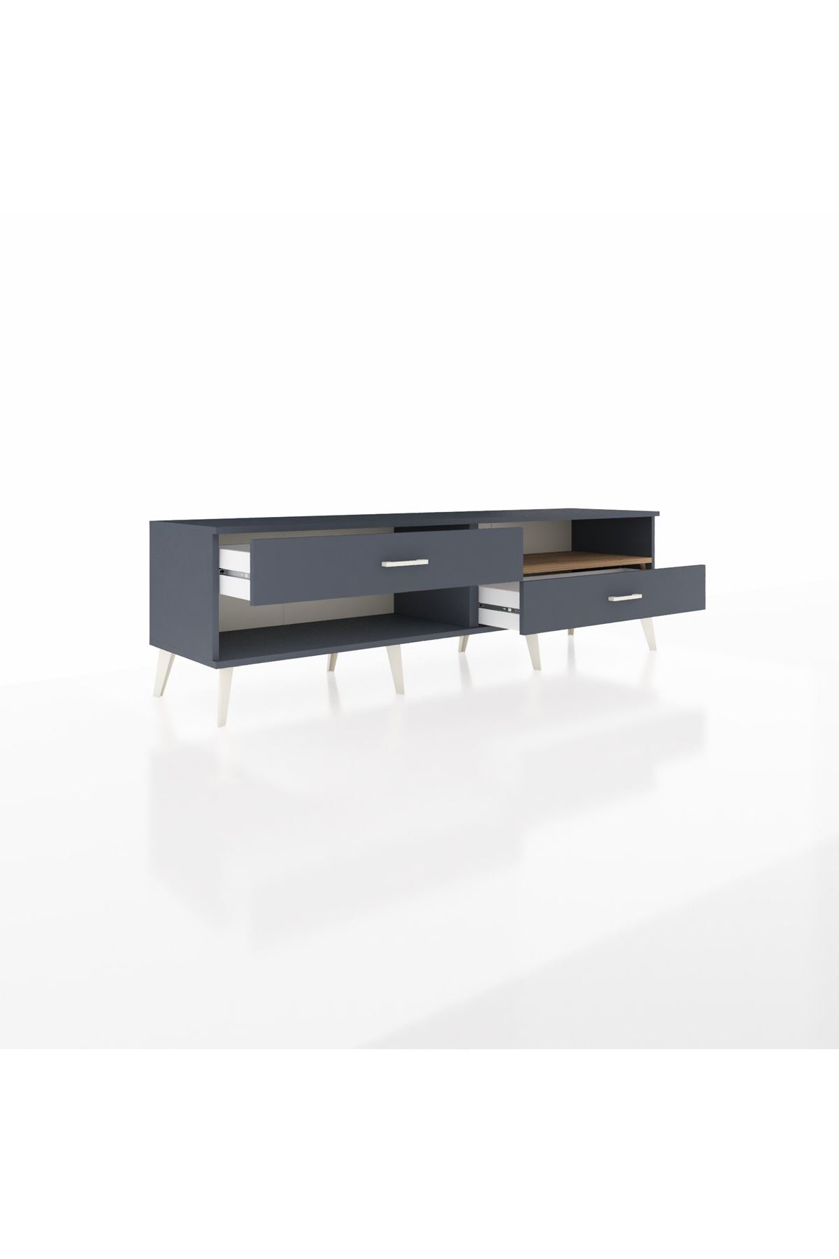 Hyperion TV Ünitesi Tek Raflı 2 Çekmeceli  176x44x51 Antrasit-Çam/Antrasit