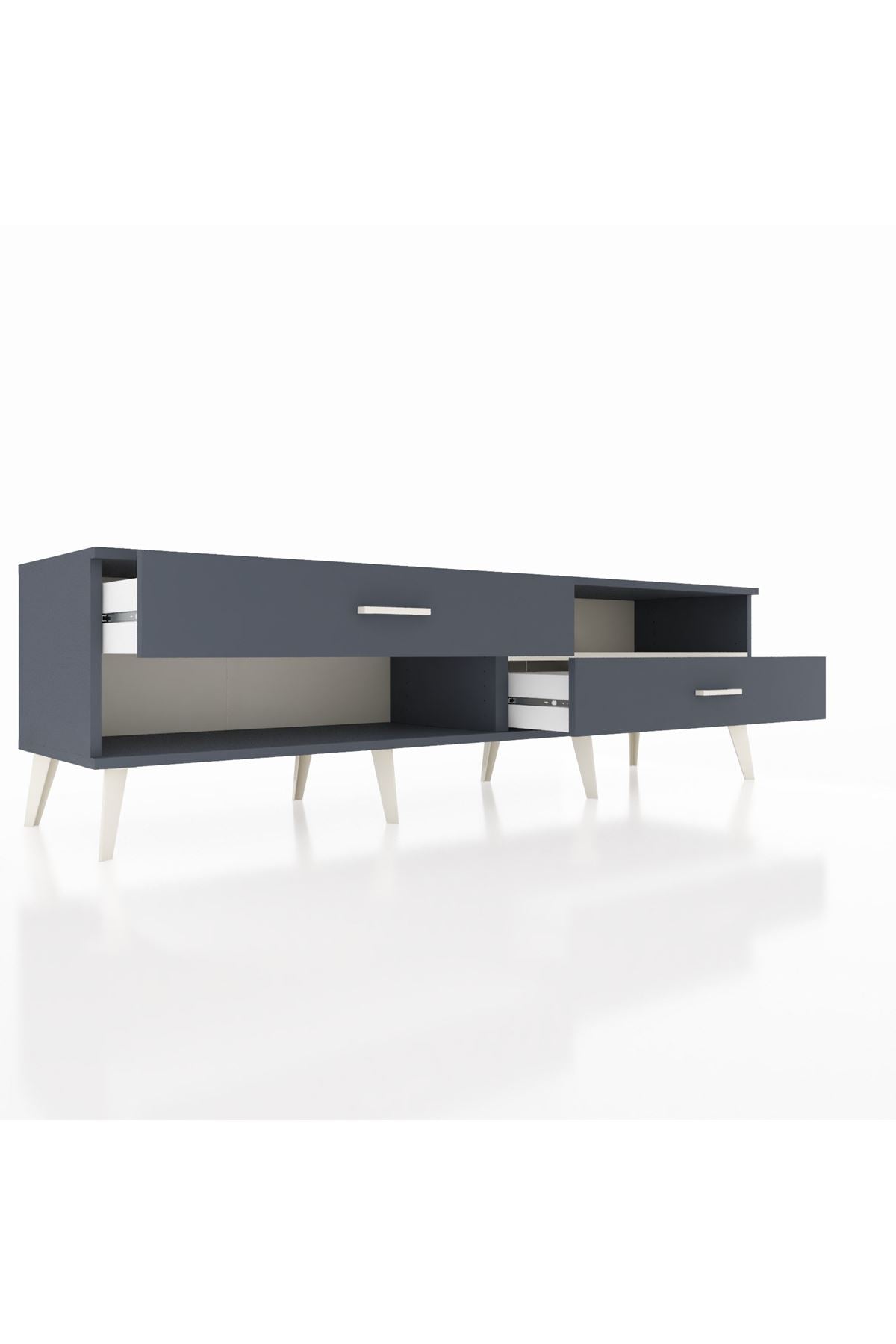 Hyperion TV Ünitesi Tek Raflı 2 Çekmeceli  176x44x51 Antrasit-Aytaşı/Antrasit