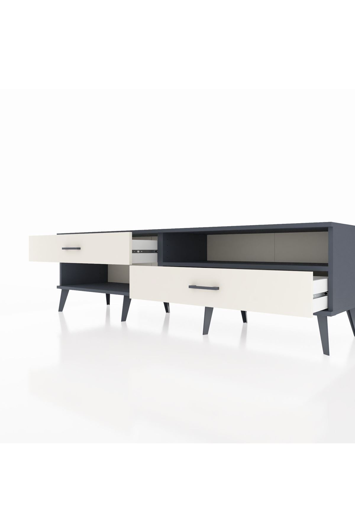 Hyperion TV Ünitesi Tek Raflı 2 Çekmeceli  176x44x51 Antrasit-Antrasit/Aytaşı