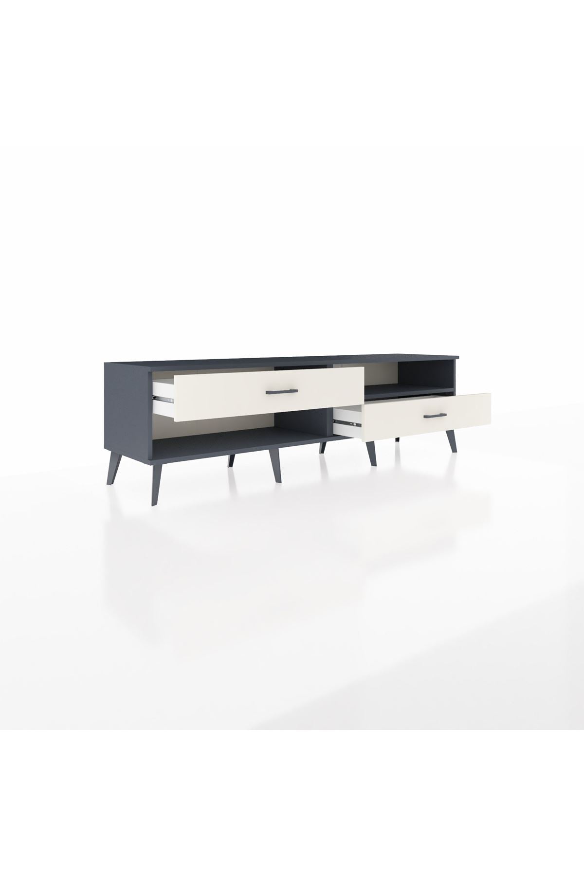 Hyperion TV Ünitesi Tek Raflı 2 Çekmeceli  176x44x51 Antrasit-Antrasit/Aytaşı