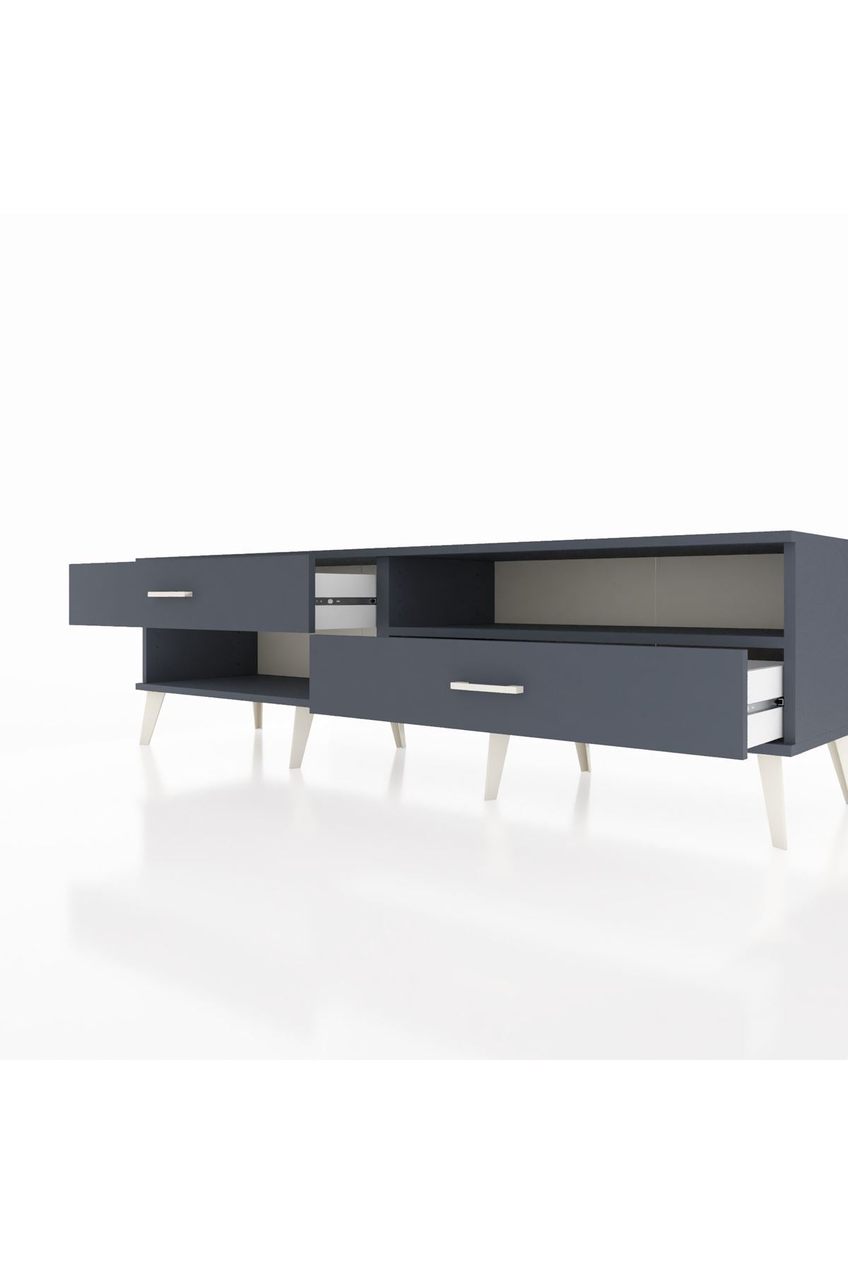 Hyperion TV Ünitesi Tek Raflı 2 Çekmeceli  176x44x51 Antrasit-Antrasit/Antrasit