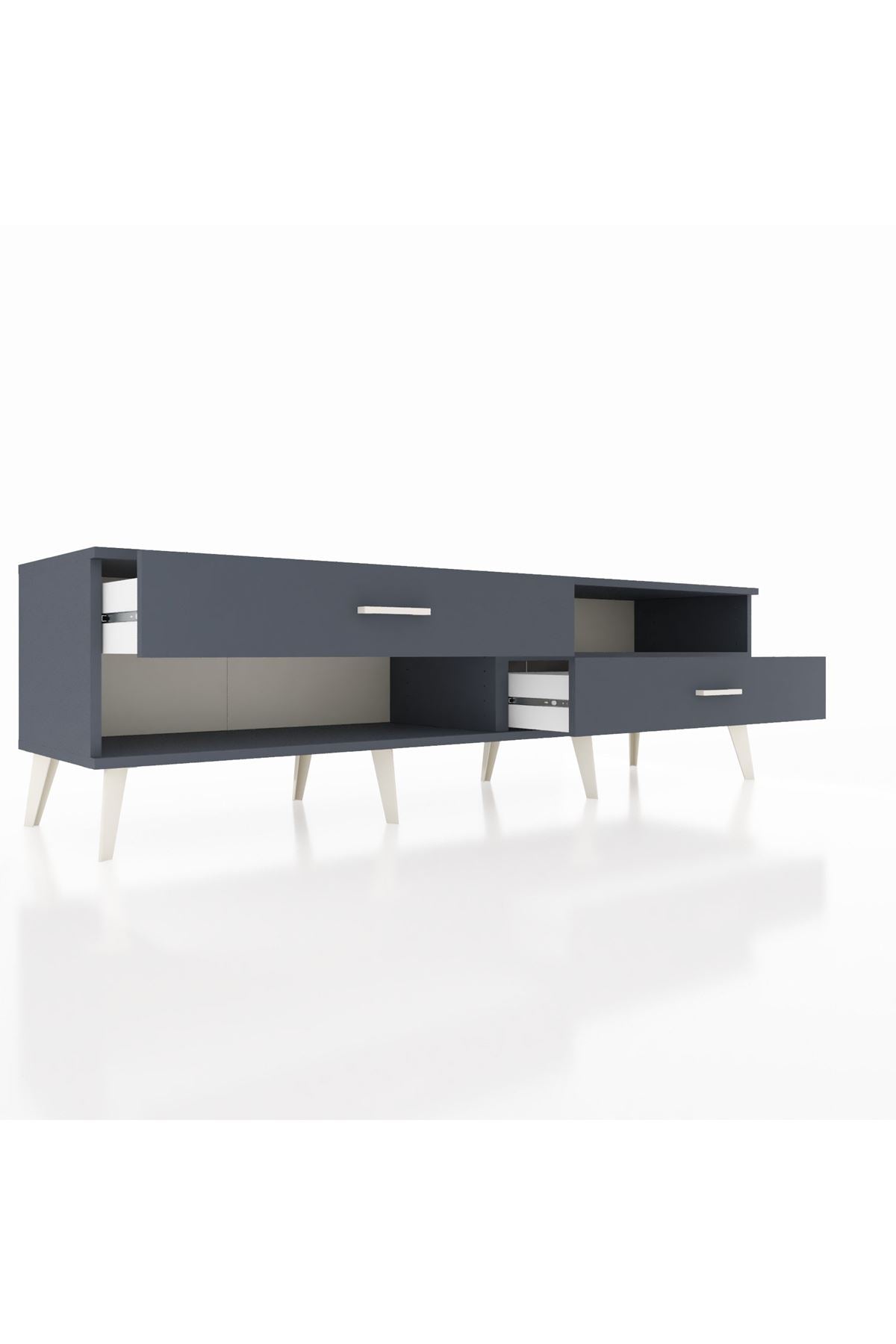 Hyperion TV Ünitesi Tek Raflı 2 Çekmeceli  176x44x51 Antrasit-Antrasit/Antrasit