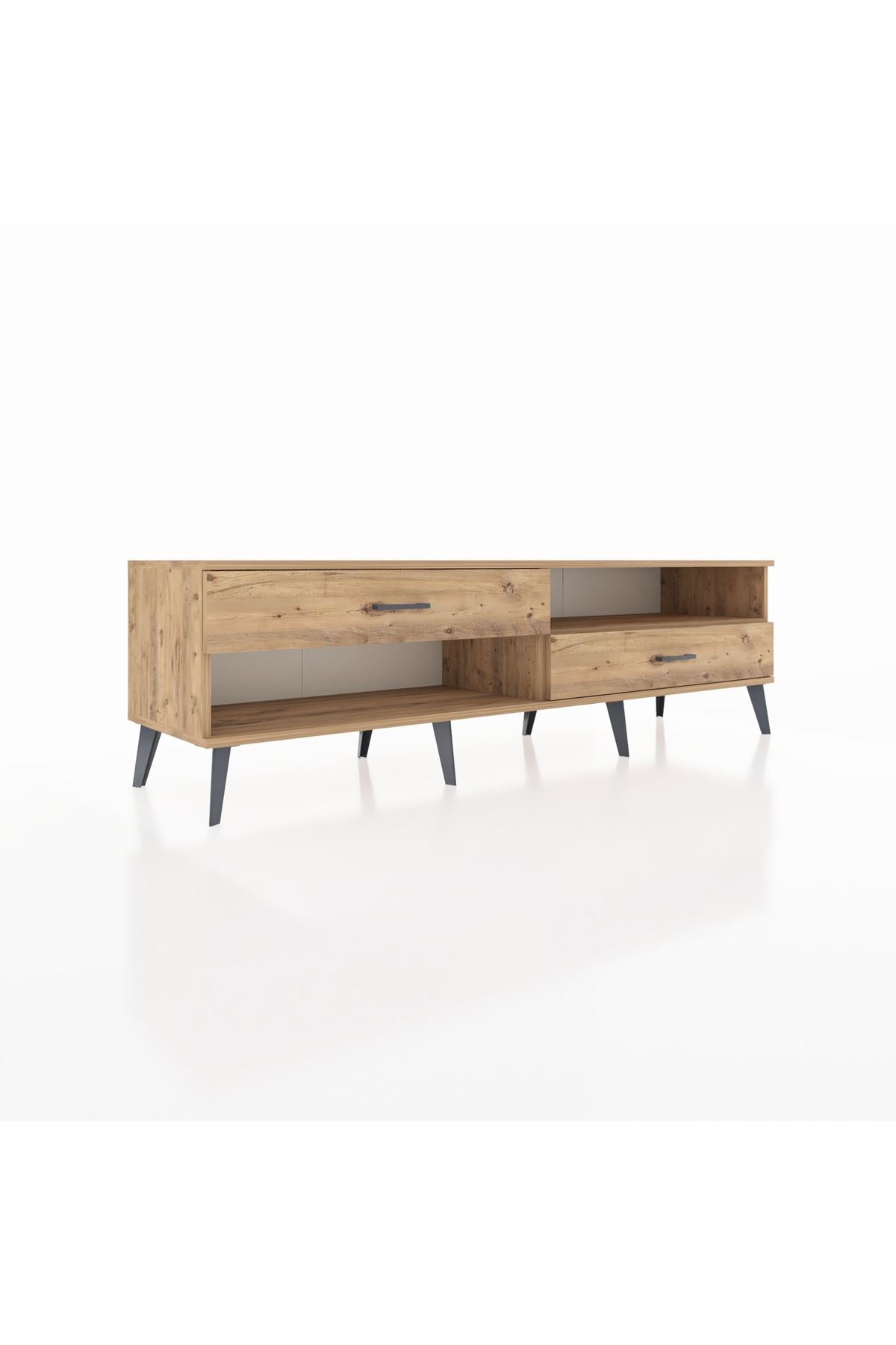 Hyperion TV Ünitesi Tek Raflı 2 Çekmeceli  176x44x51 Çam-Çam/Çam