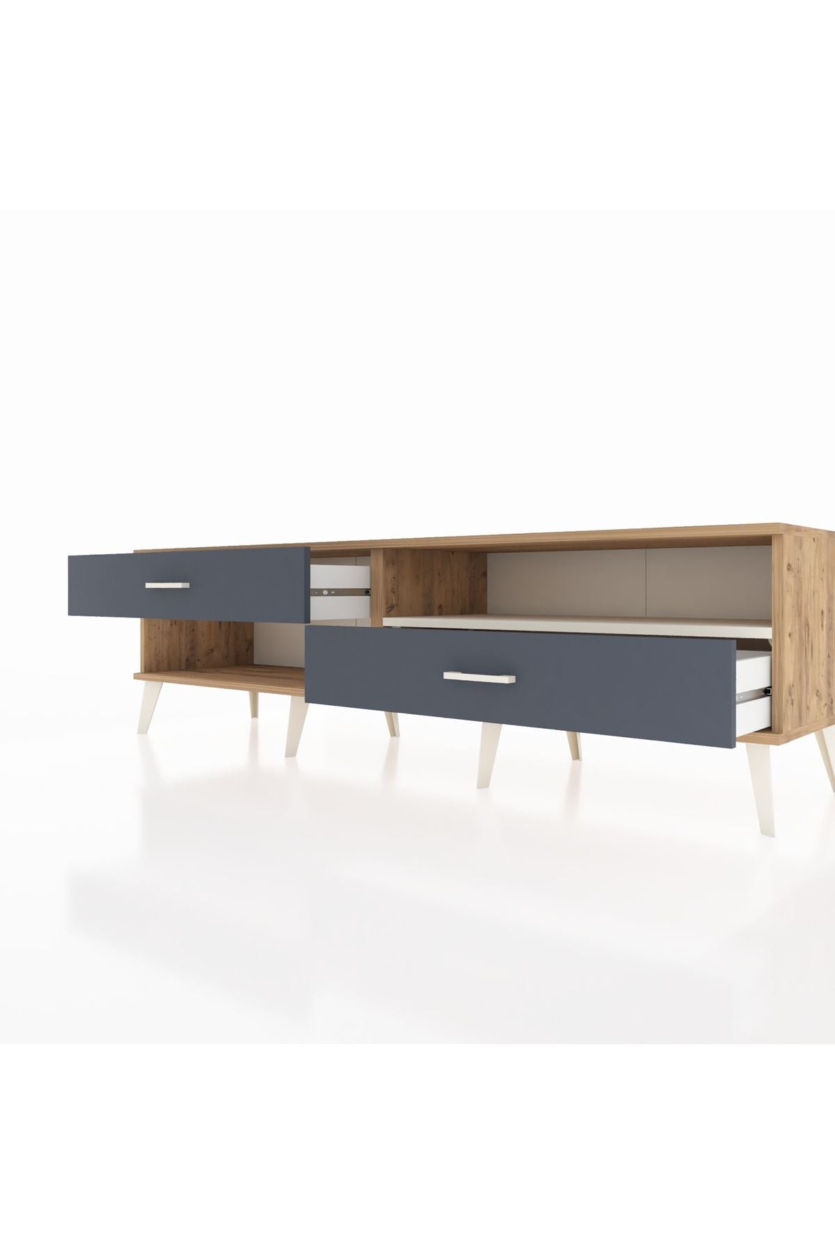 Hyperion TV Ünitesi Tek Raflı 2 Çekmeceli  176x44x51 Çam-Aytaşı/Antrasit