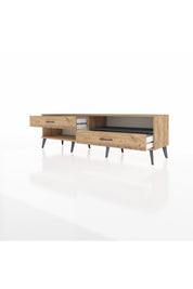 Hyperion TV Ünitesi Tek Raflı 2 Çekmeceli  176x44x51 Çam-Antrasit/Çam