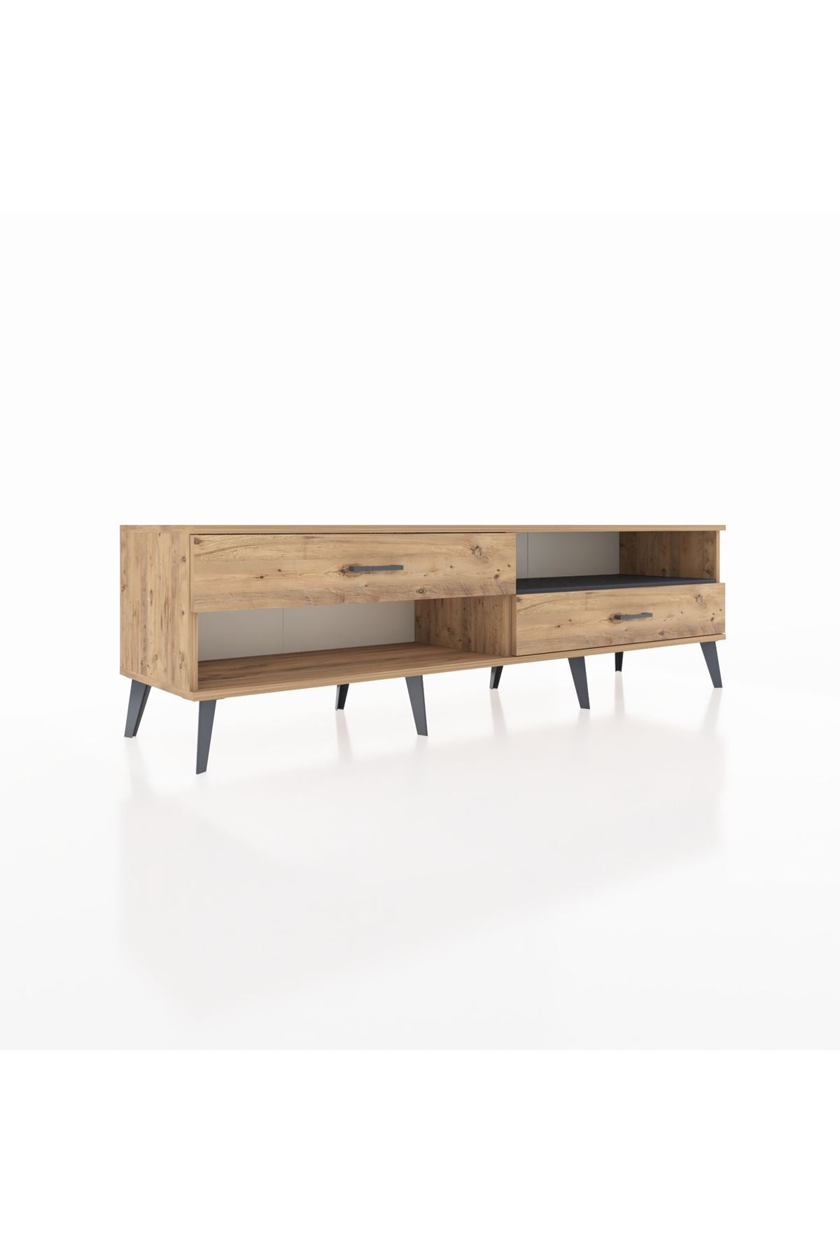 Hyperion TV Ünitesi Tek Raflı 2 Çekmeceli  176x44x51 Çam-Antrasit/Çam