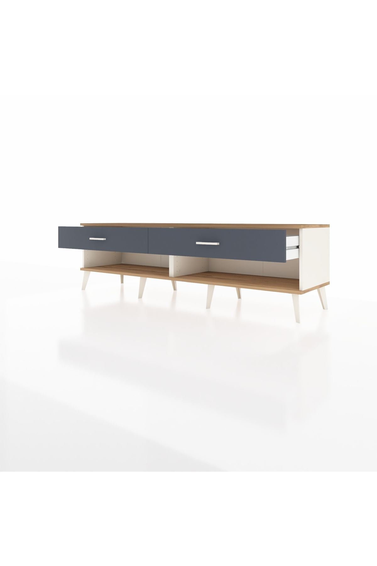 Hyperion TV Ünitesi 2 Çekmeceli  176x44x51 Aytaşı-Çam/Antrasit