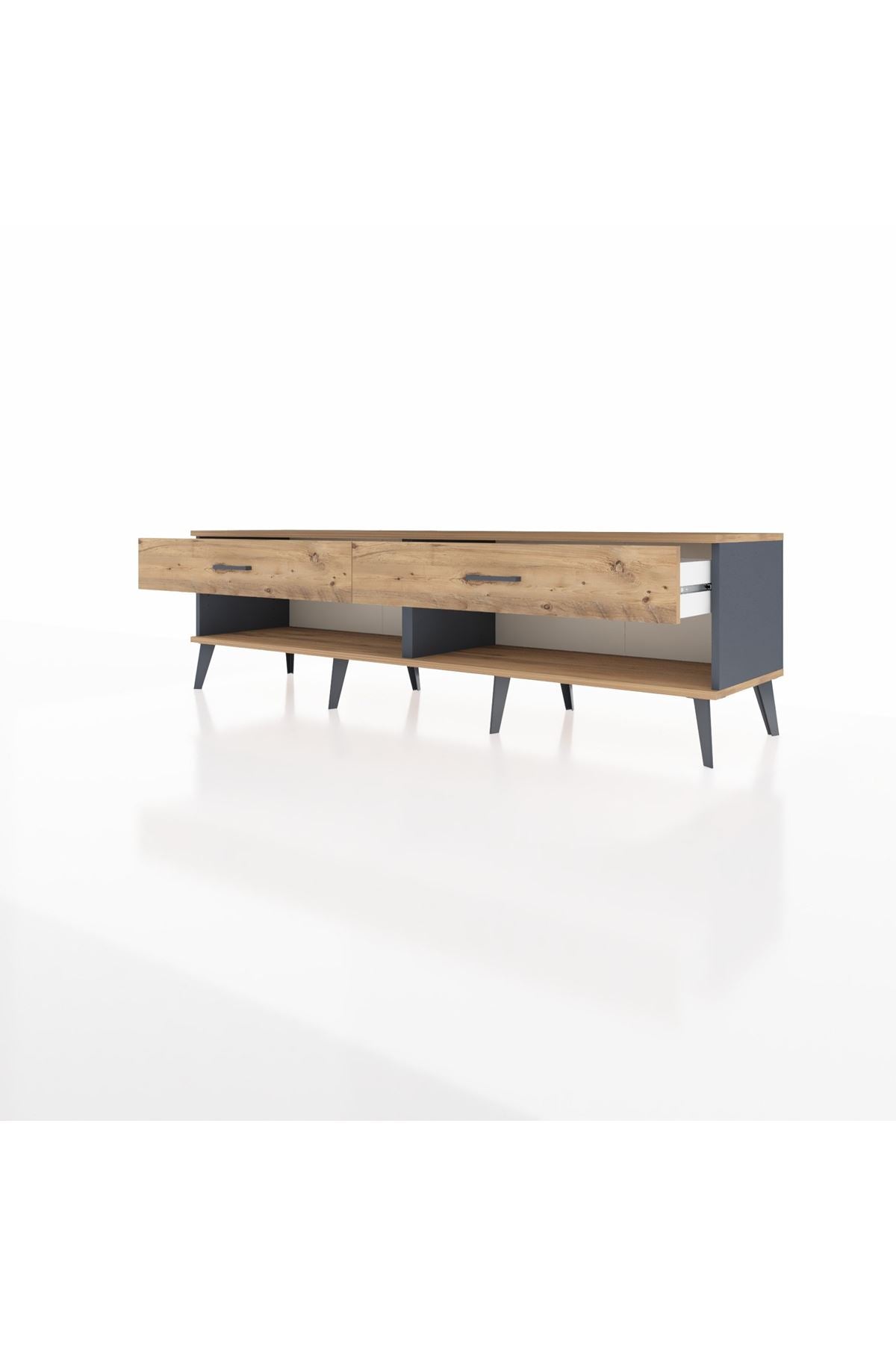 Hyperion TV Ünitesi 2 Çekmeceli  176x44x51 Antrasit-Çam/Çam