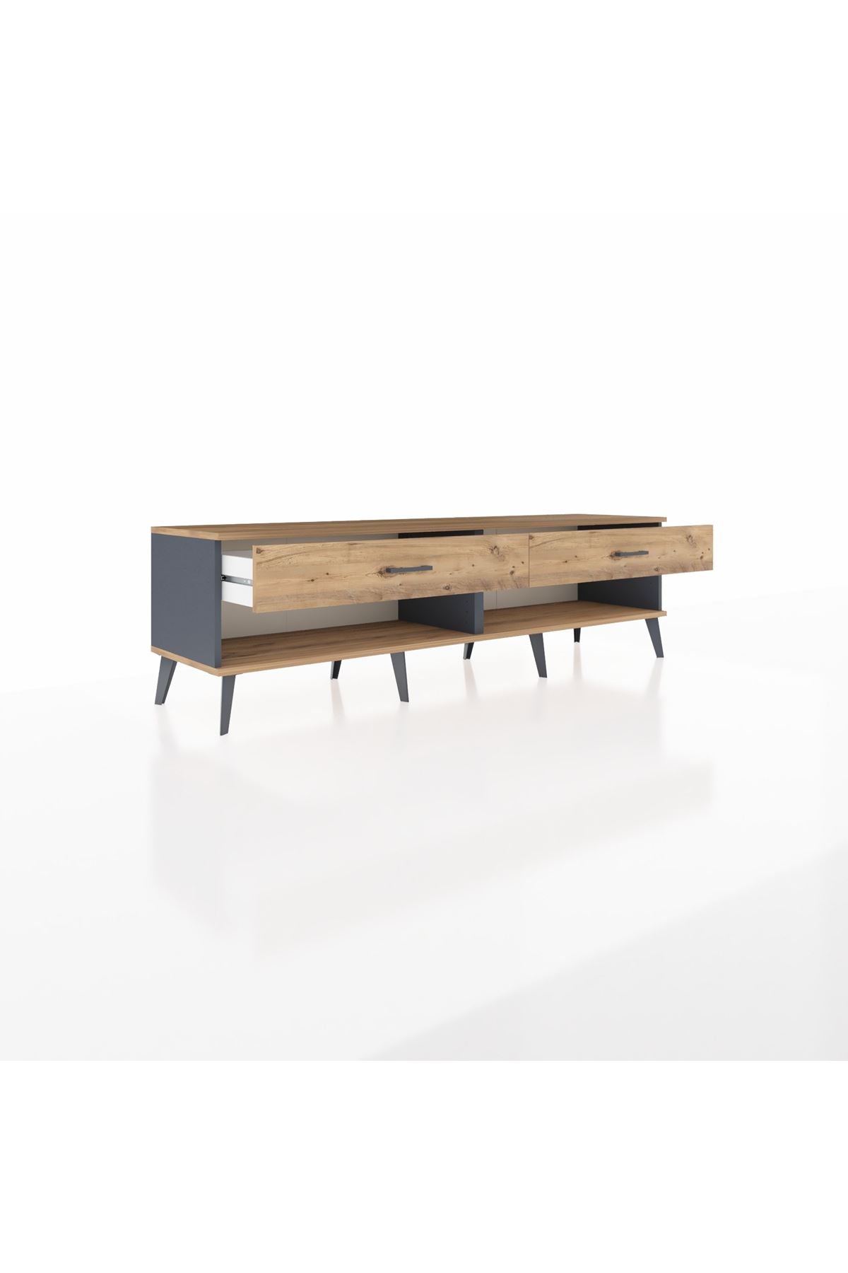 Hyperion TV Ünitesi 2 Çekmeceli  176x44x51 Antrasit-Çam/Çam