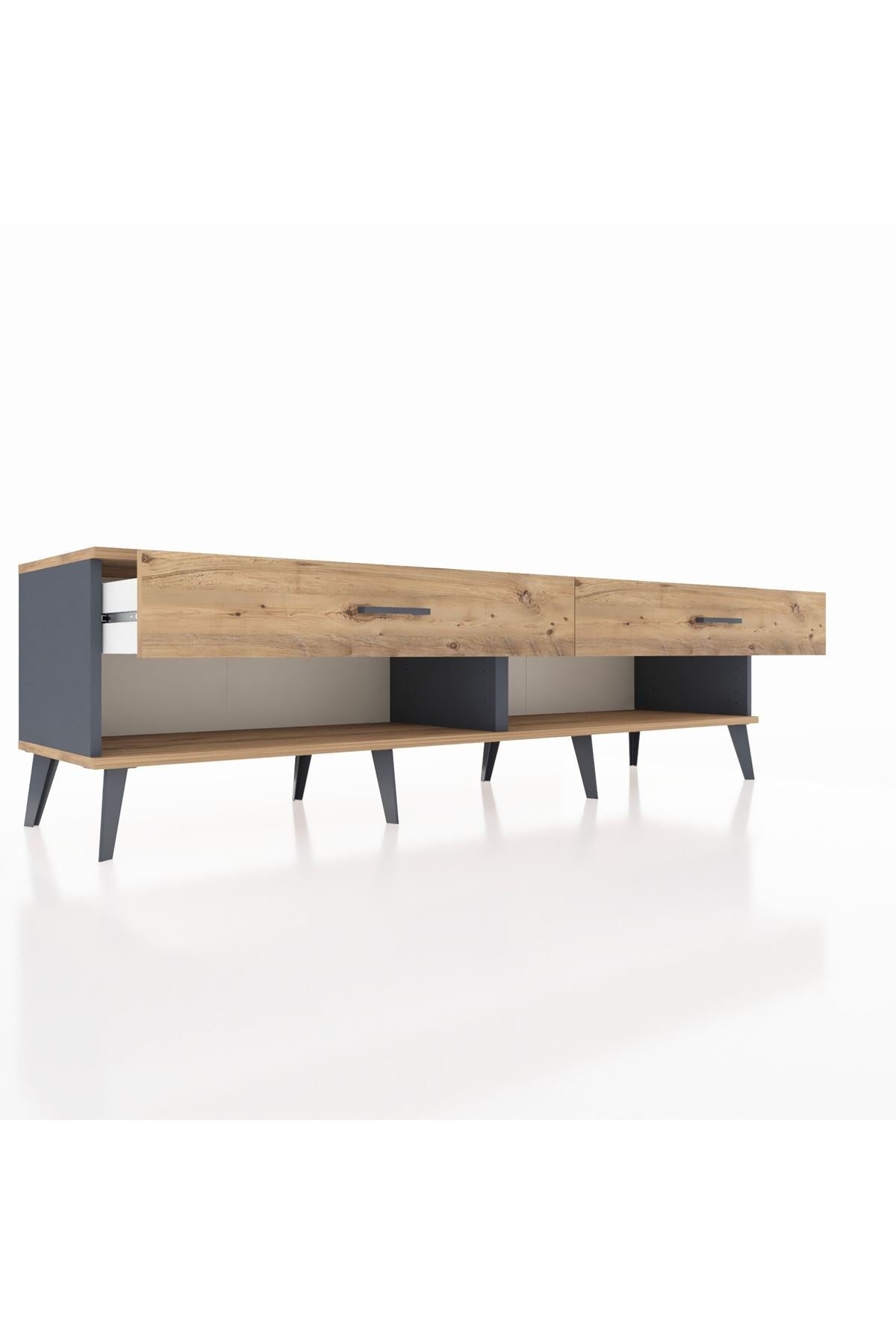 Hyperion TV Ünitesi 2 Çekmeceli  176x44x51 Antrasit-Çam/Çam