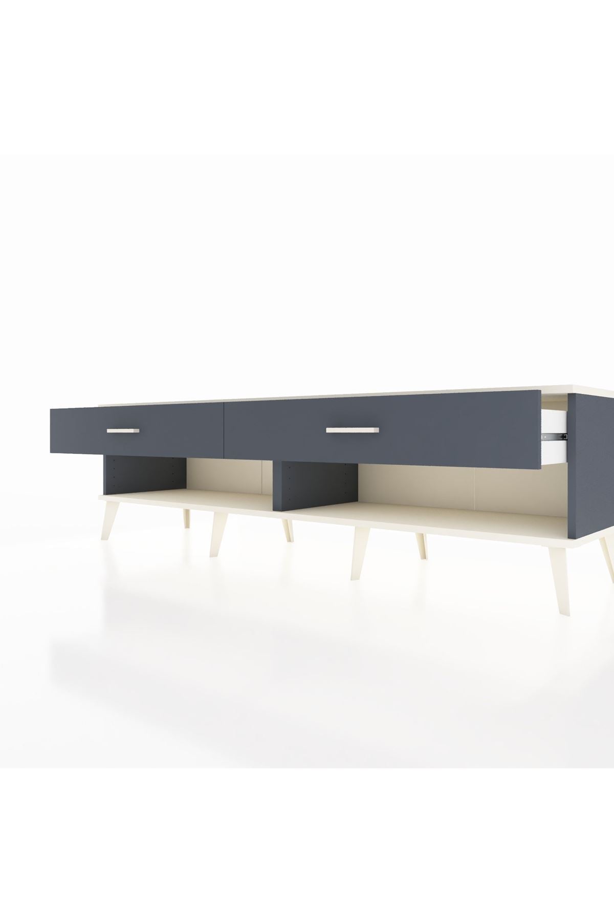 Hyperion TV Ünitesi 2 Çekmeceli  176x44x51 Antrasit-Aytaşı/Antrasit