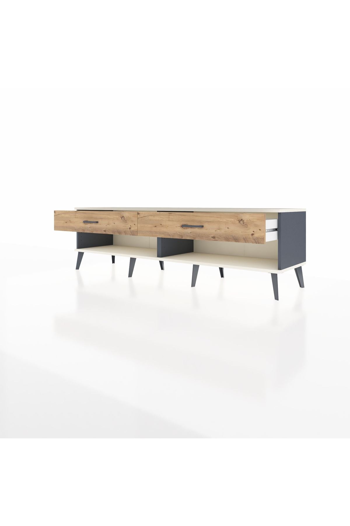 Hyperion TV Ünitesi 2 Çekmeceli  176x44x51 Antrasit-Aytaşı/Çam