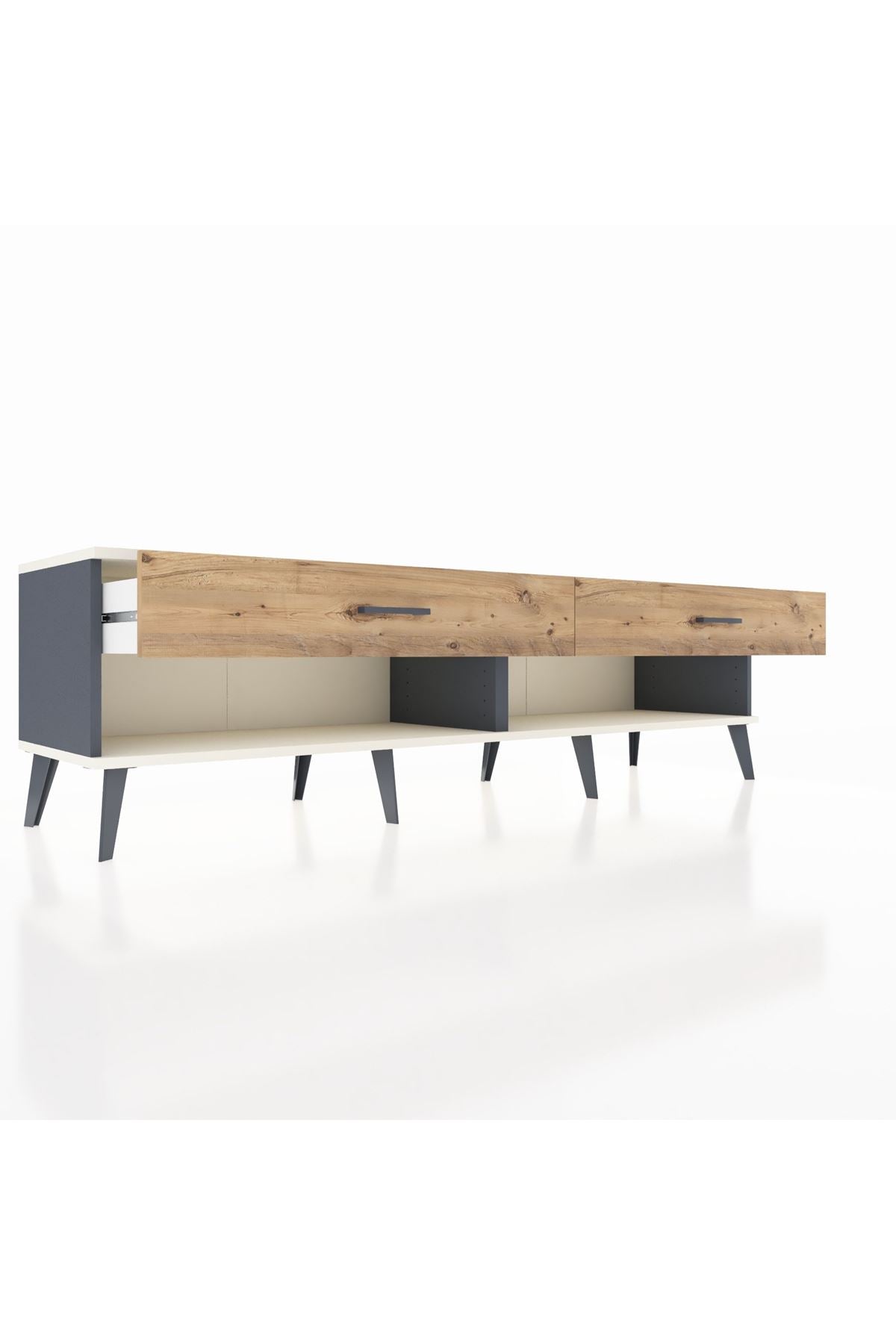 Hyperion TV Ünitesi 2 Çekmeceli  176x44x51 Antrasit-Aytaşı/Çam