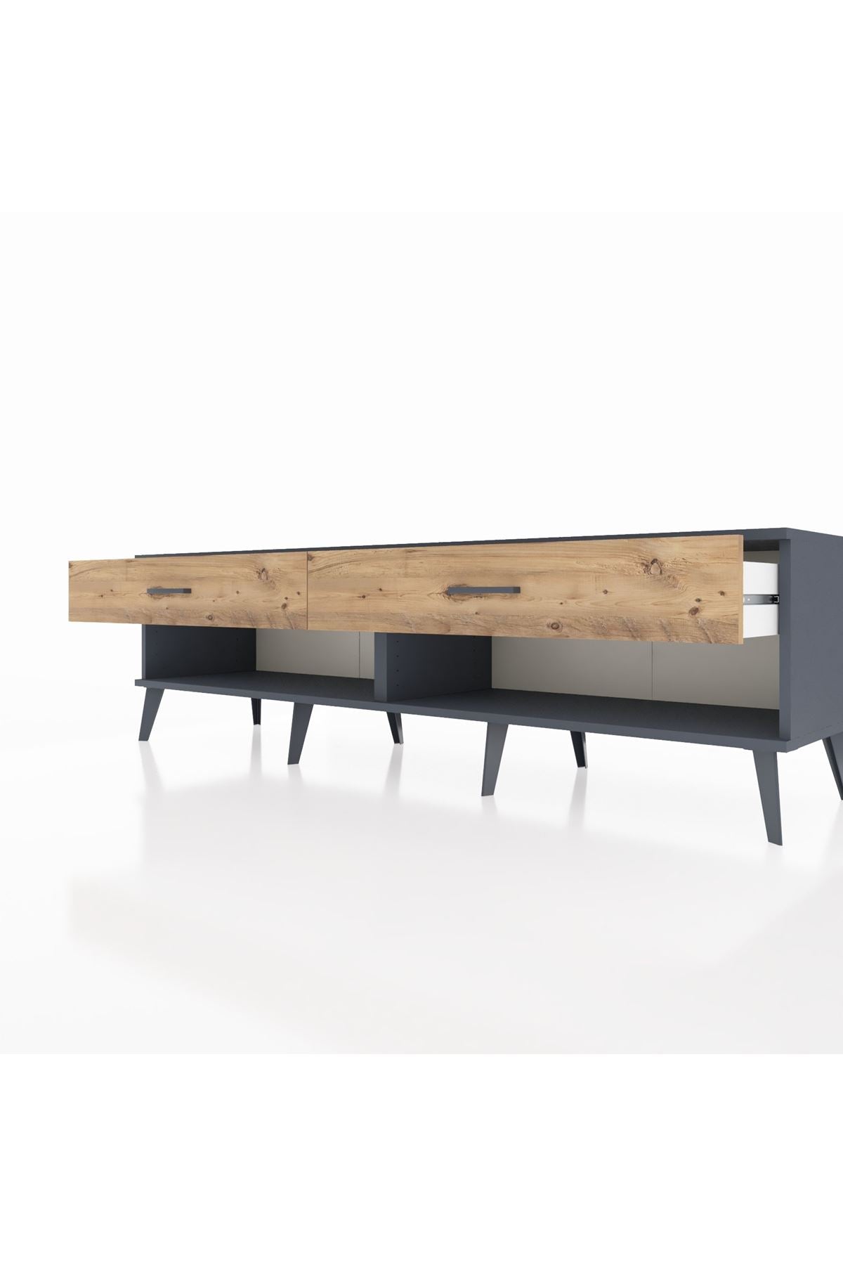 Hyperion TV Ünitesi 2 Çekmeceli  176x44x51 Antrasit-Antrasit/Çam