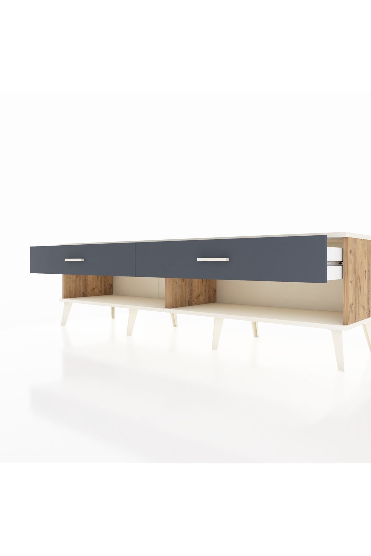 Hyperion TV Ünitesi 2 Çekmeceli  176x44x51 Çam-Aytaşı/Antrasit