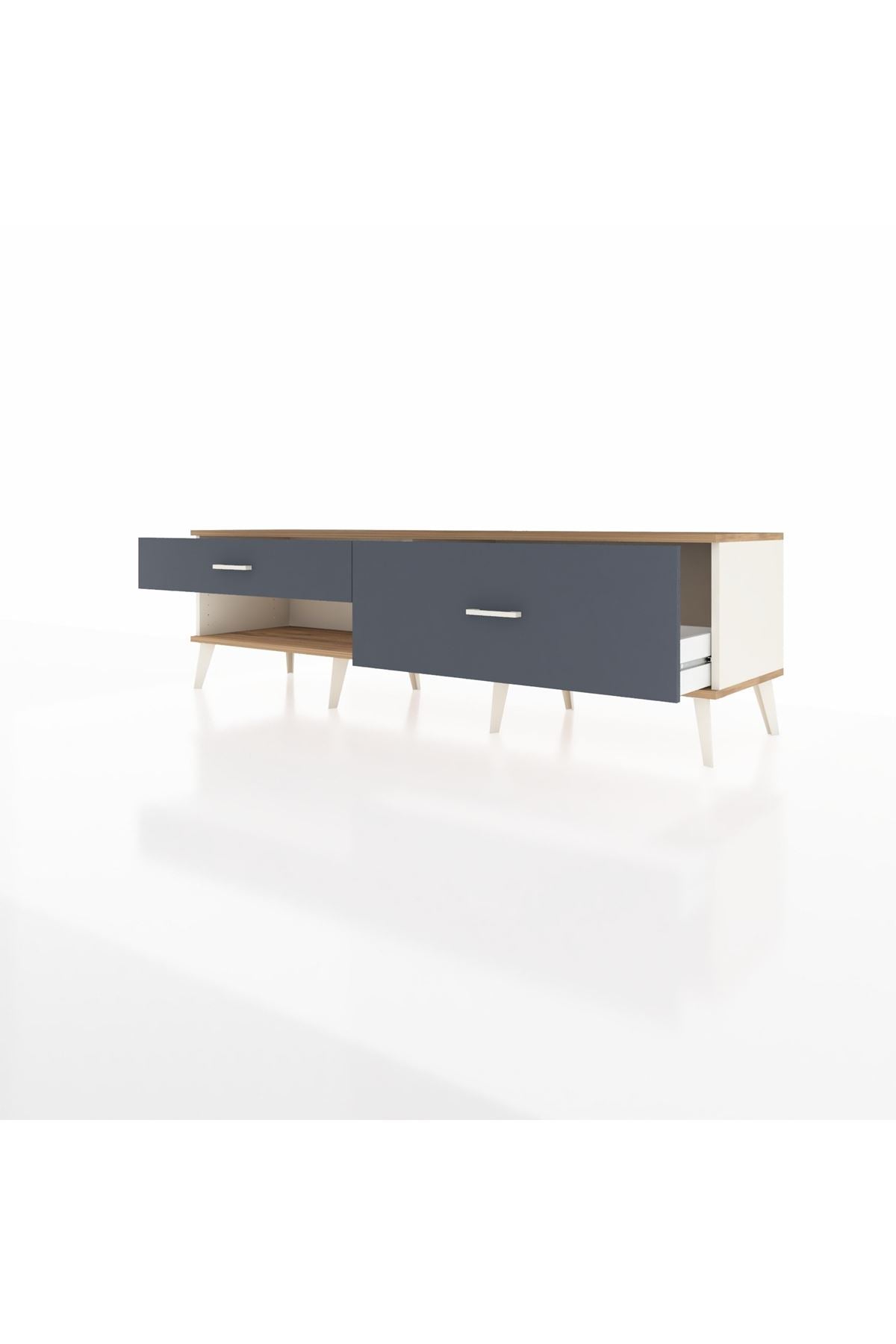 Hyperion TV Ünitesi 2 Çekmeceli  176x44x51 Aytaşı-Çam/Antrasit