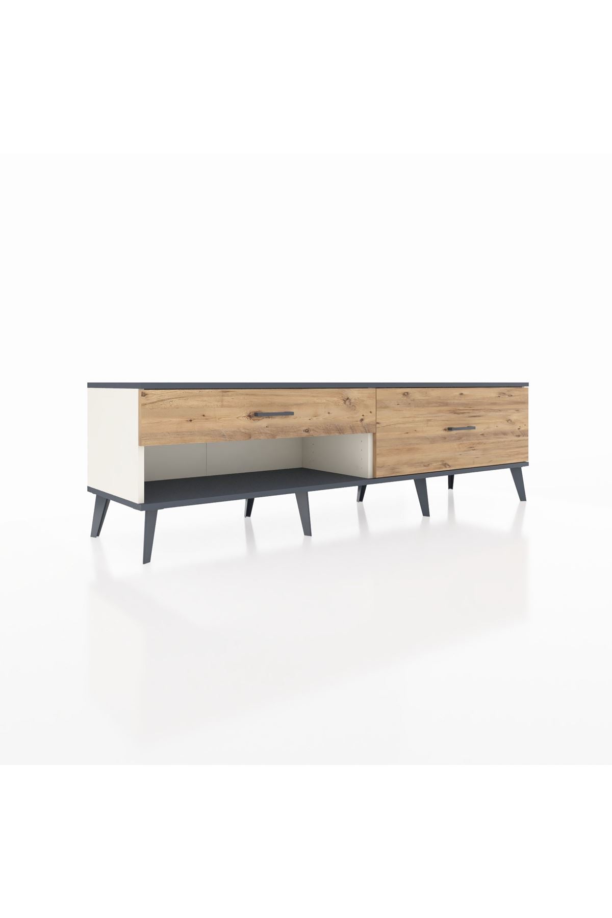 Hyperion TV Ünitesi 2 Çekmeceli  176x44x51 Aytaşı-Antrasit/Çam