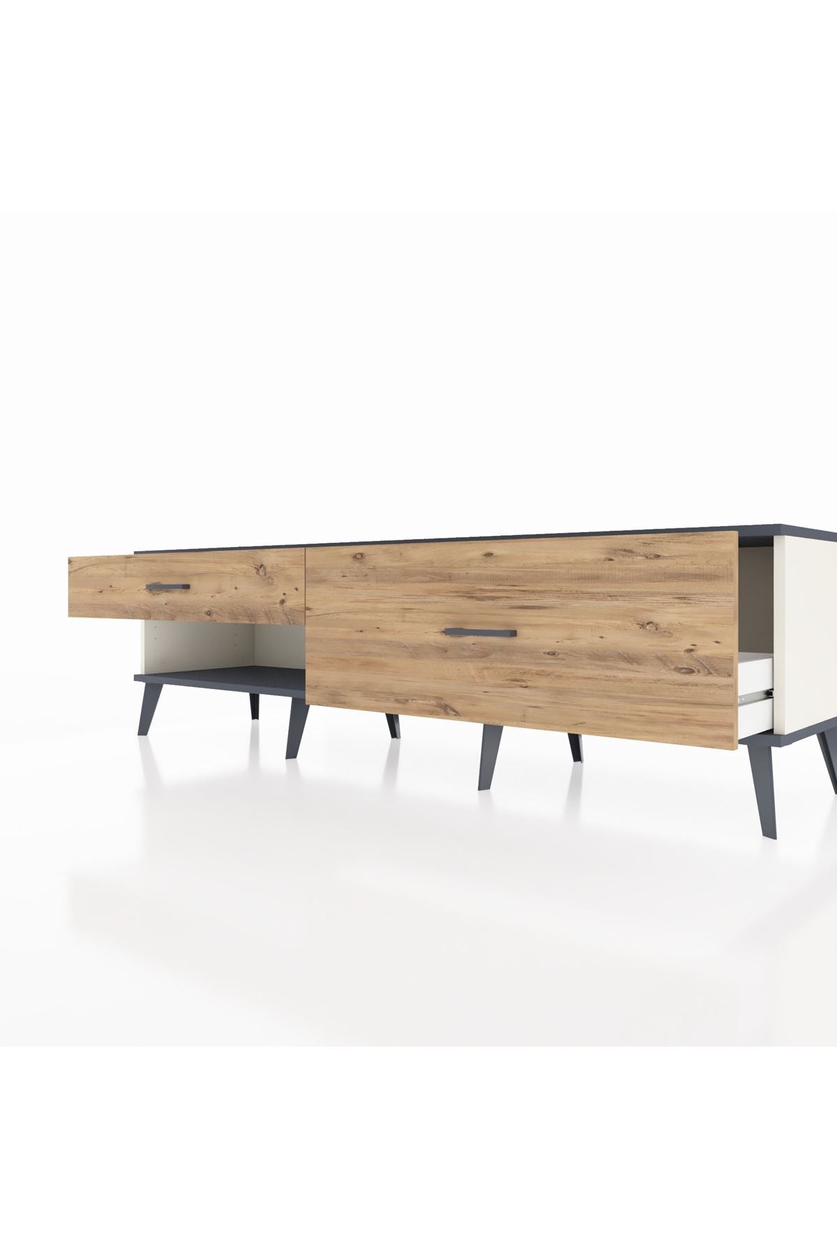 Hyperion TV Ünitesi 2 Çekmeceli  176x44x51 Aytaşı-Antrasit/Çam