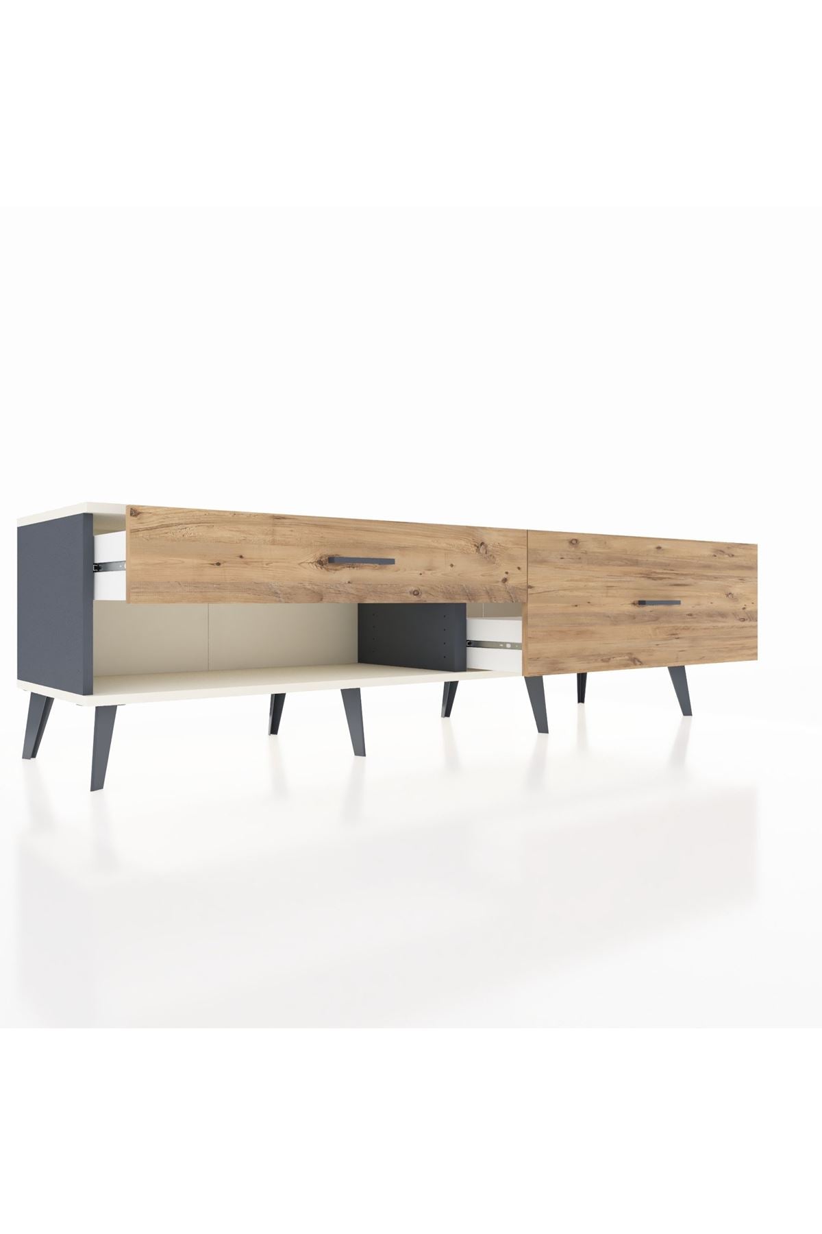 Hyperion TV Ünitesi 2 Çekmeceli  176x44x51 Antrasit-Aytaşı/Çam