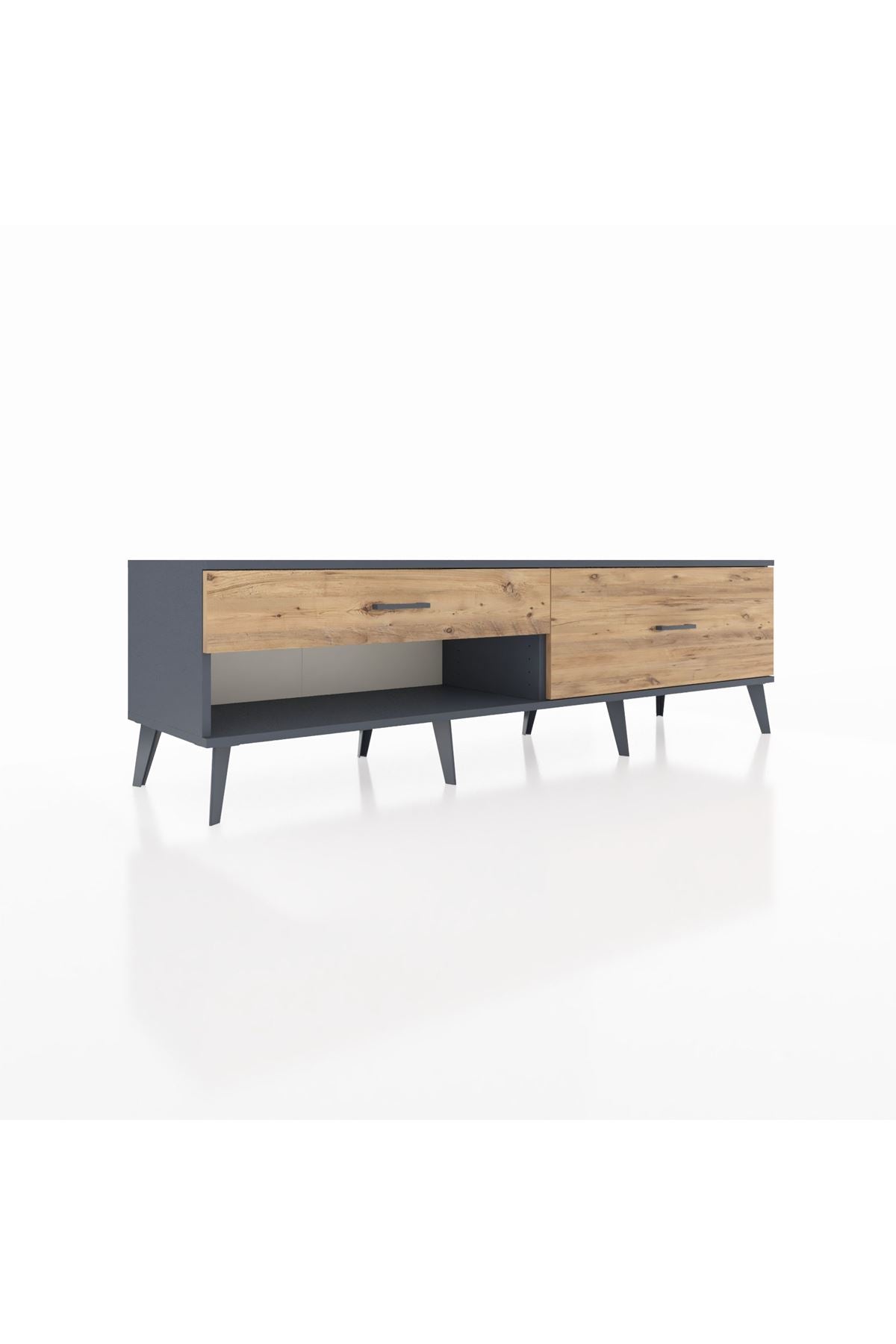 Hyperion TV Ünitesi 2 Çekmeceli  176x44x51 Antrasit-Antrasit/Çam