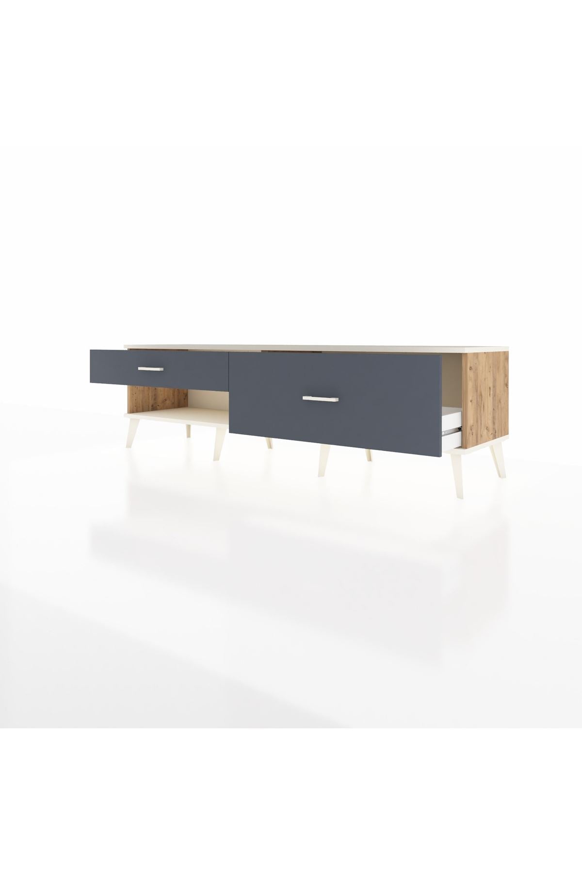 Hyperion TV Ünitesi 2 Çekmeceli  176x44x51 Çam-Aytaşı/Antrasit