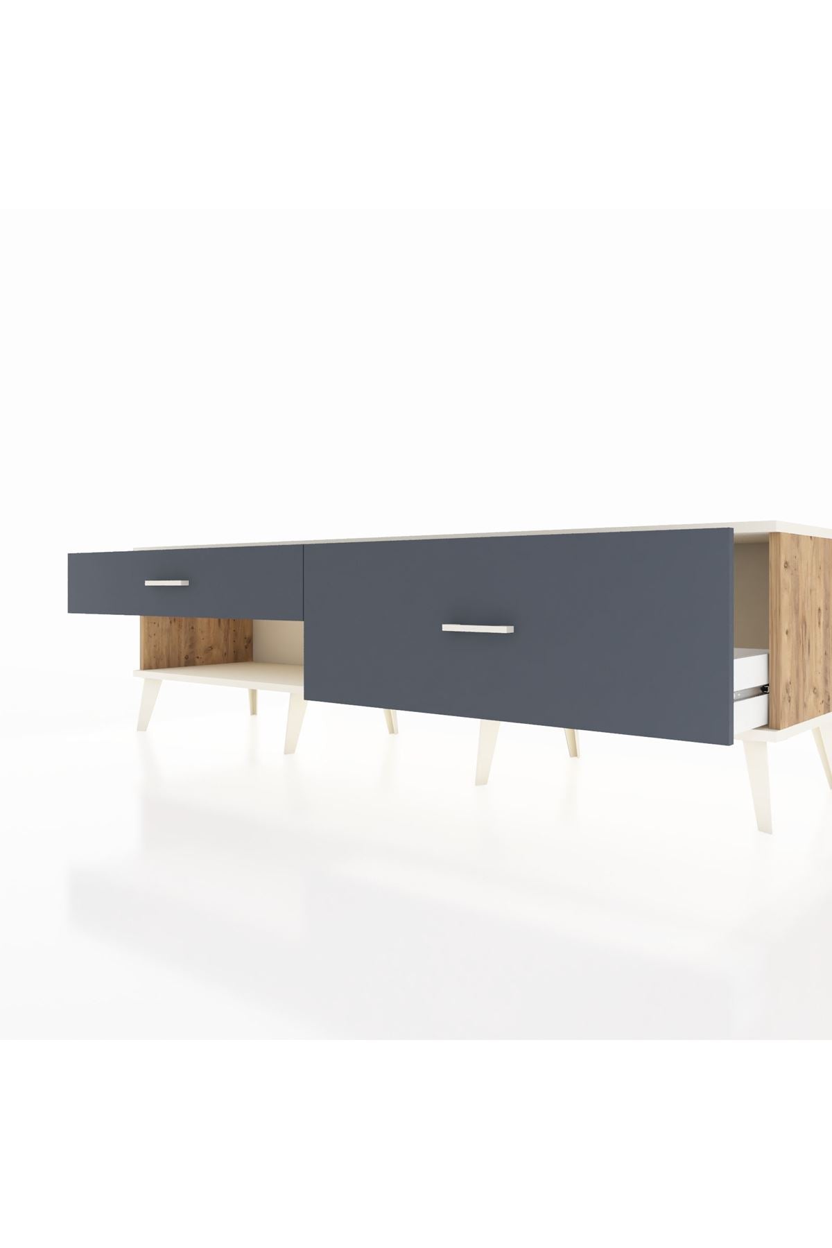 Hyperion TV Ünitesi 2 Çekmeceli  176x44x51 Çam-Aytaşı/Antrasit