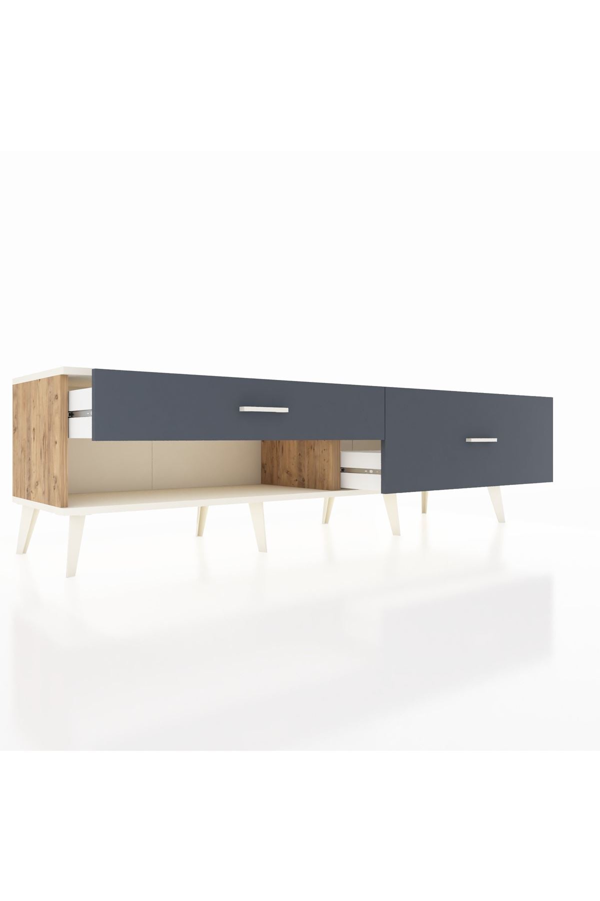 Hyperion TV Ünitesi 2 Çekmeceli  176x44x51 Çam-Aytaşı/Antrasit