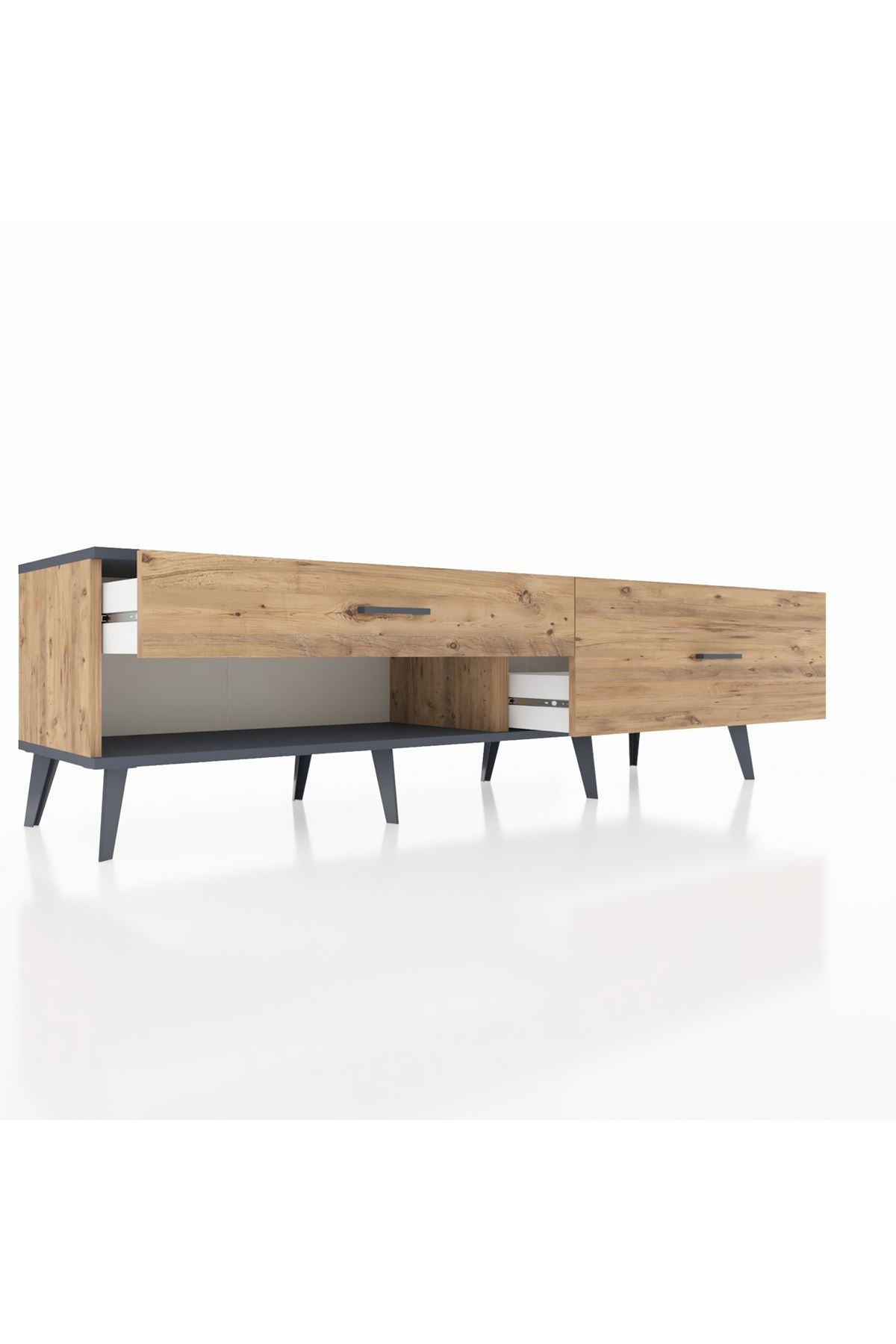 Hyperion TV Ünitesi 2 Çekmeceli  176x44x51 Çam-Antrasit/Çam