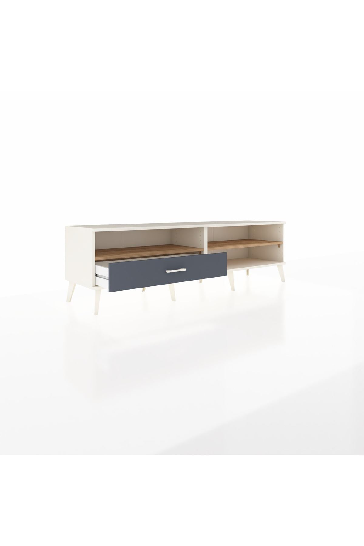 Hyperion TV Ünitesi 2 Raflı Tek Çekmeceli  176x44x51 Aytaşı-Çam/Antrasit