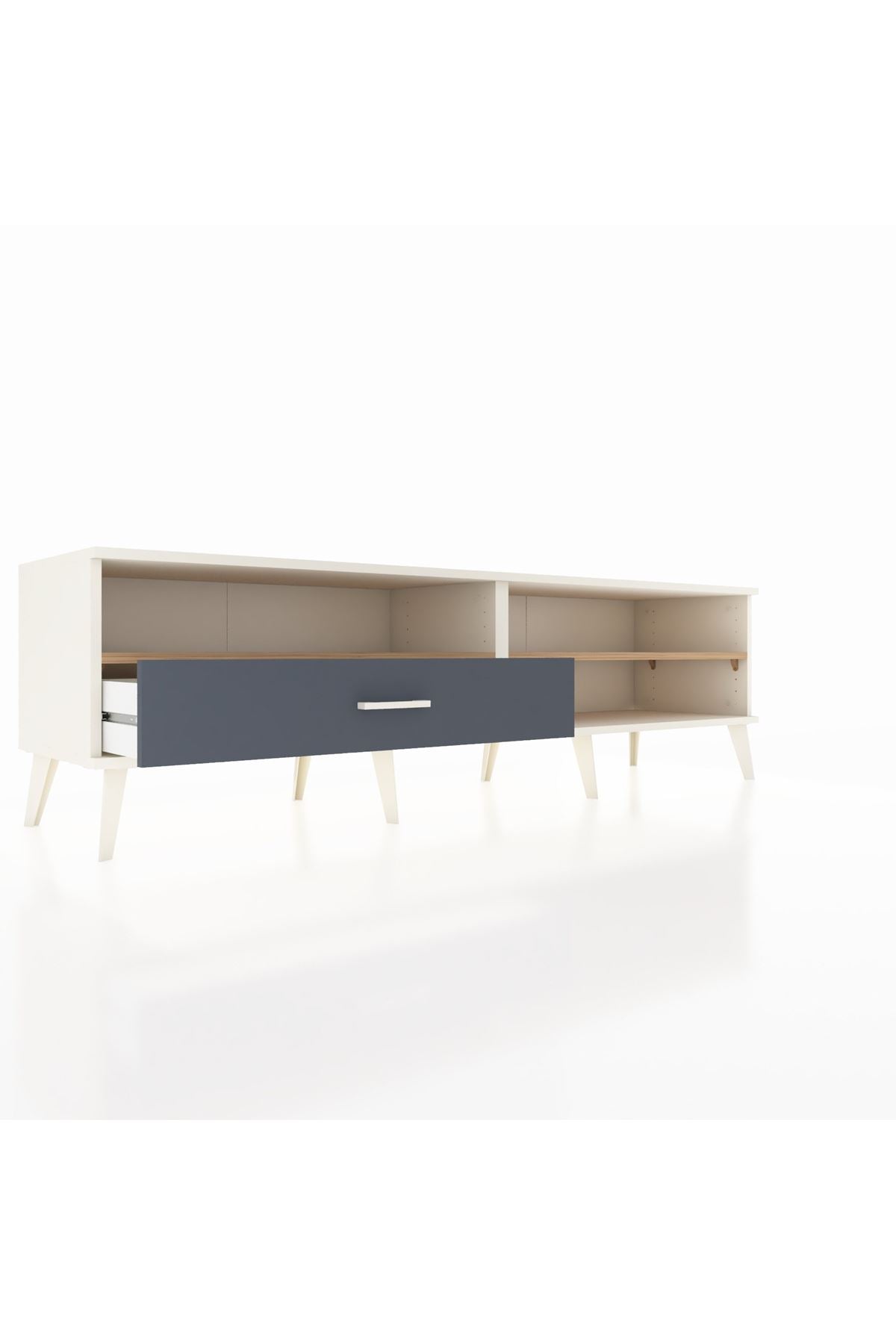 Hyperion TV Ünitesi 2 Raflı Tek Çekmeceli  176x44x51 Aytaşı-Çam/Antrasit