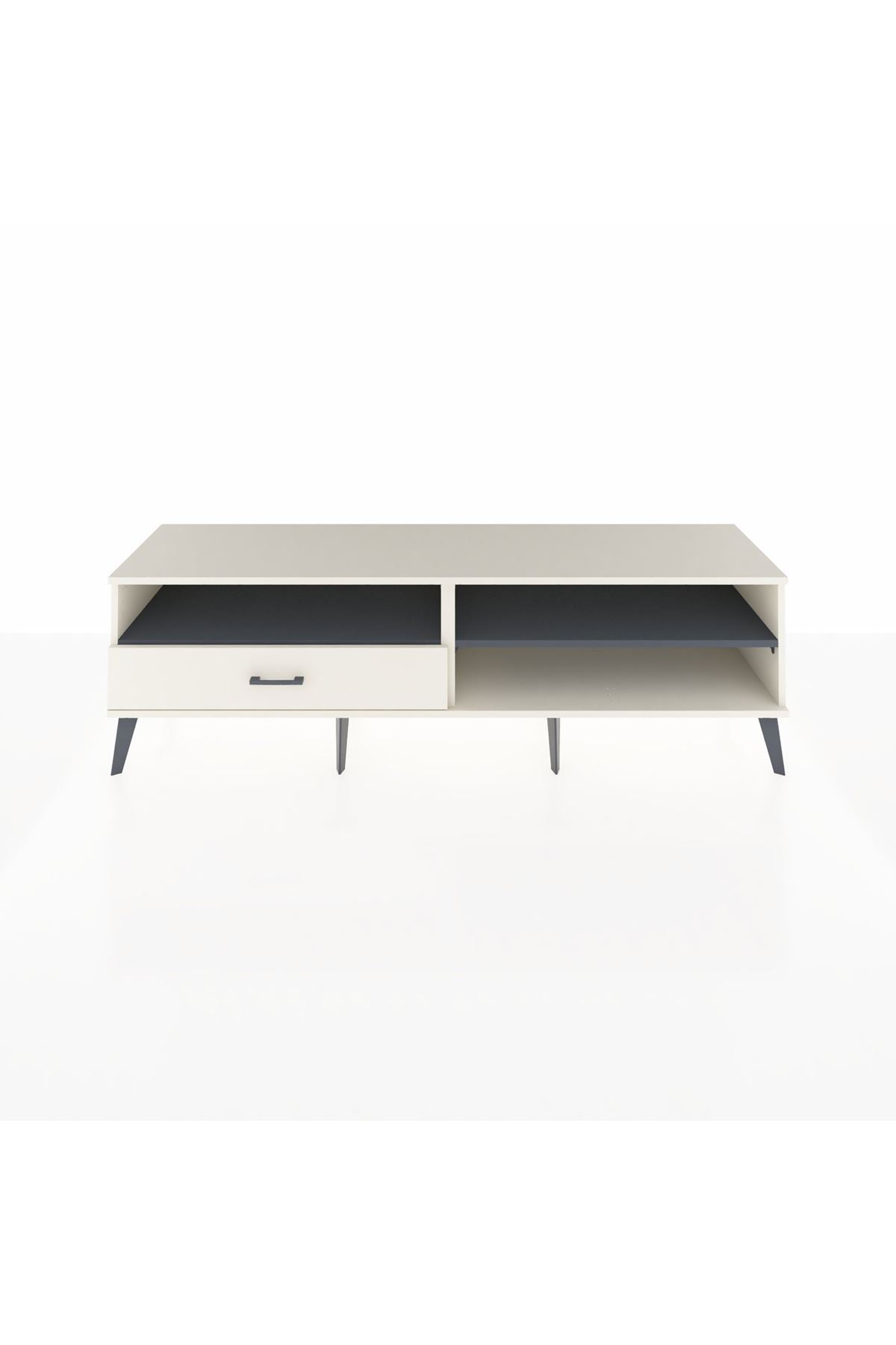 Hyperion TV Ünitesi 2 Raflı Tek Çekmeceli  176x44x51 Aytaşı-Antrasit/Aytaşı