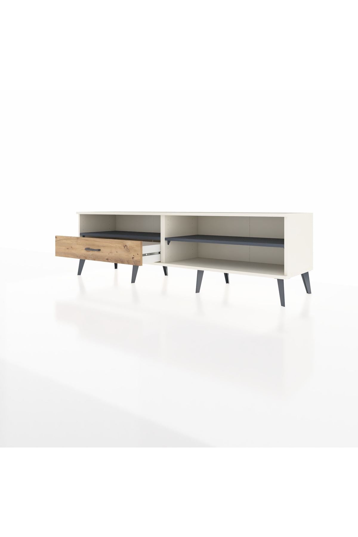 Hyperion TV Ünitesi 2 Raflı Tek Çekmeceli  176x44x51 Aytaşı-Antrasit/Çam