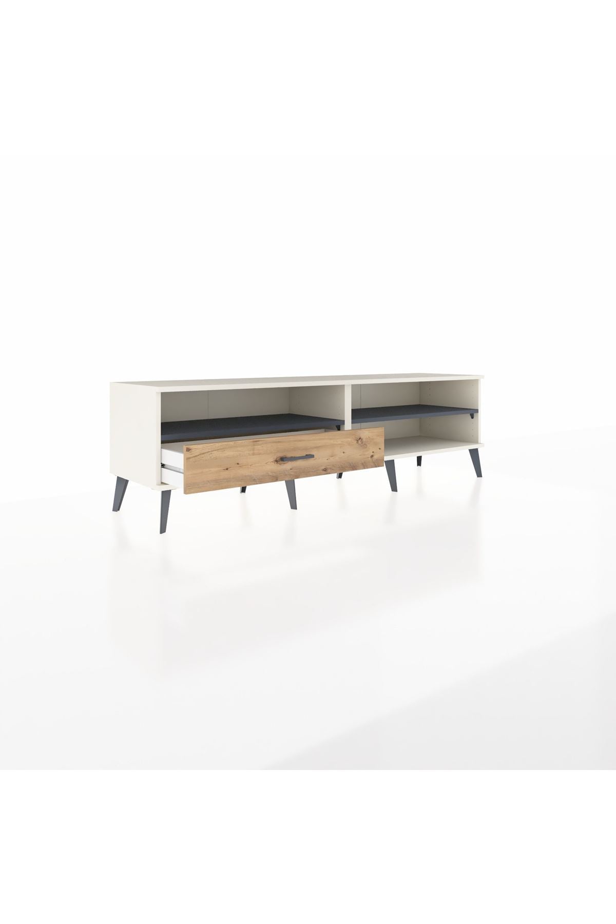 Hyperion TV Ünitesi 2 Raflı Tek Çekmeceli  176x44x51 Aytaşı-Antrasit/Çam