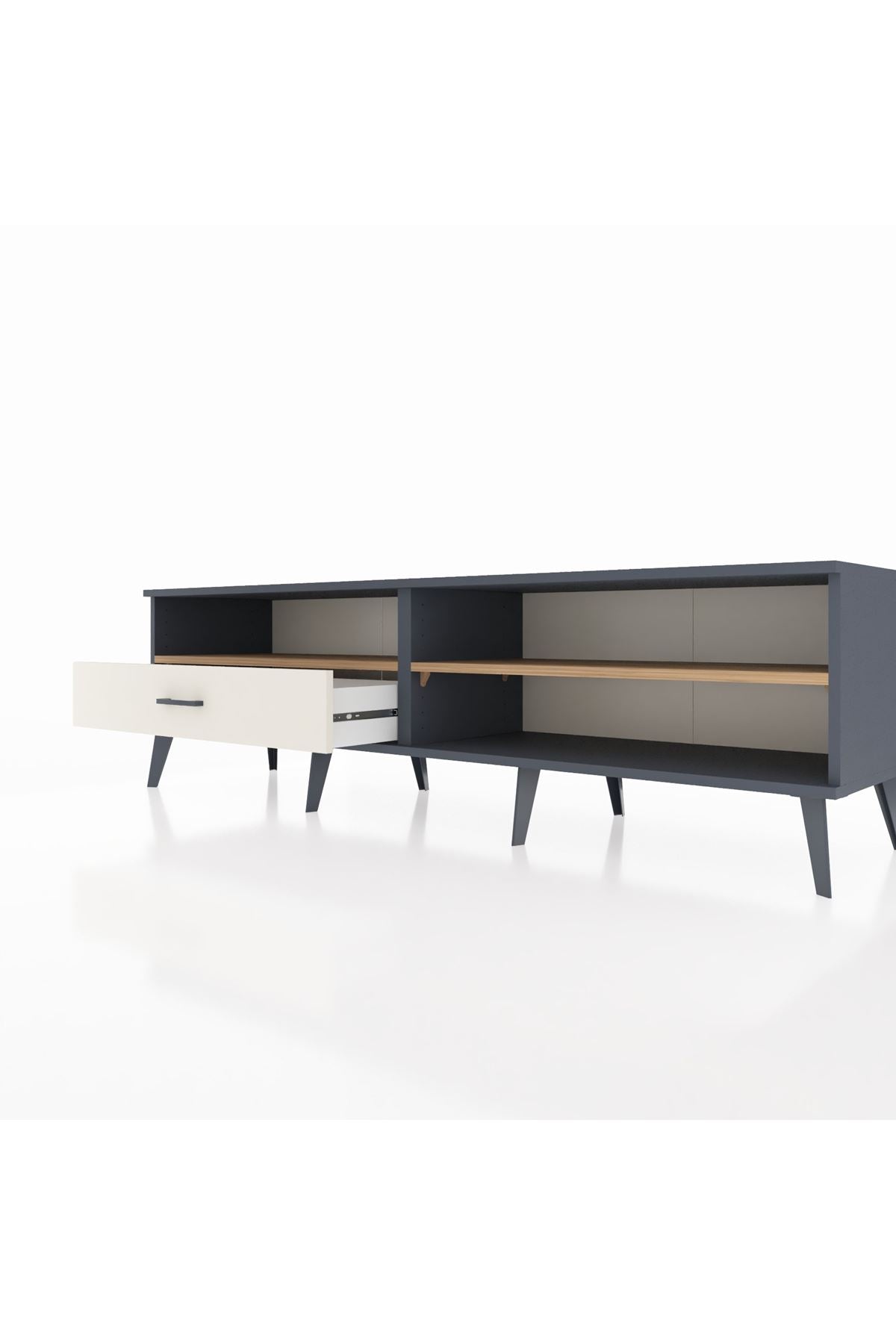 Hyperion TV Ünitesi 2 Raflı Tek Çekmeceli  176x44x51 Antrasit-Çam/Aytaşı