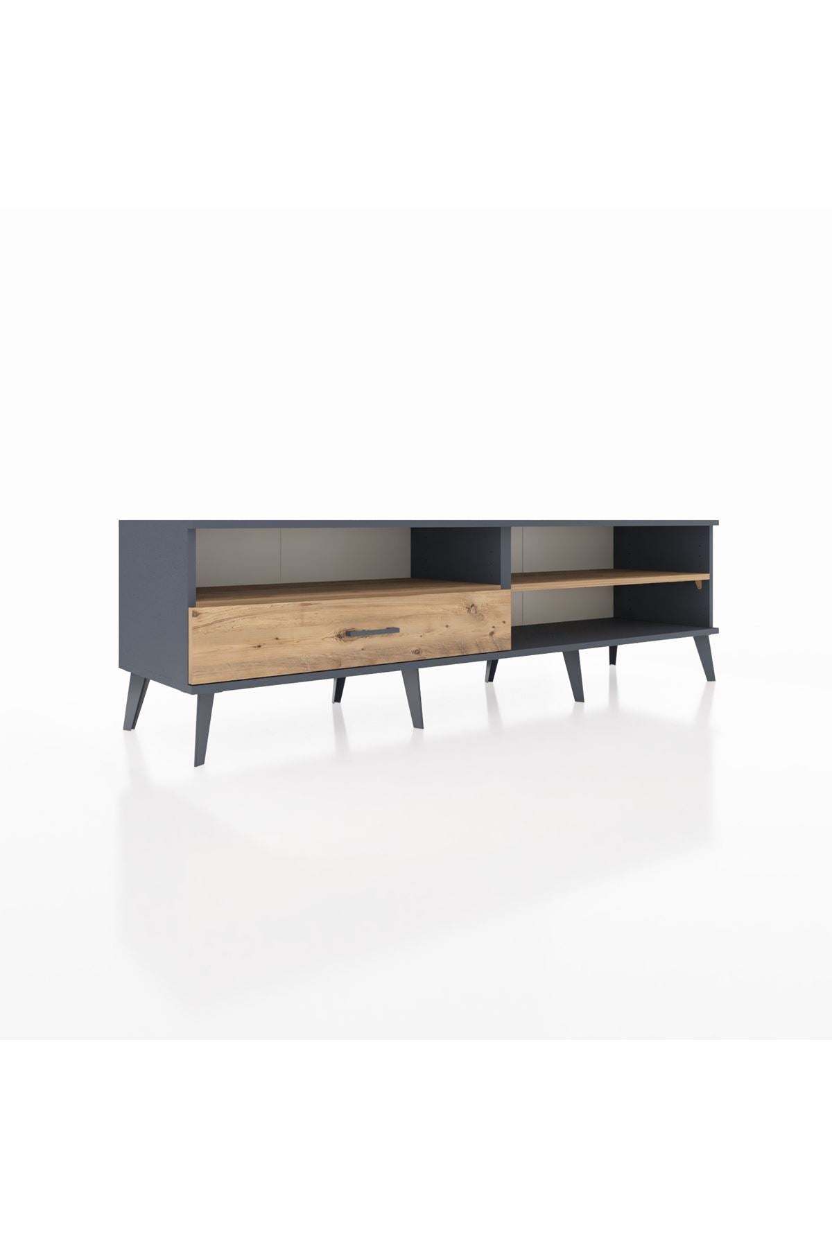 Hyperion TV Ünitesi 2 Raflı Tek Çekmeceli  176x44x51 Antrasit-Çam/Çam