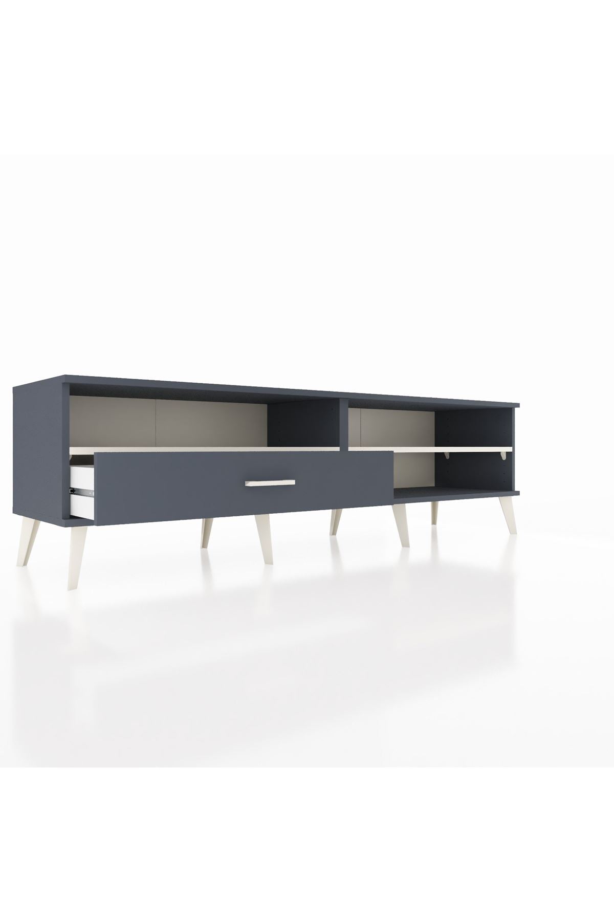 Hyperion TV Ünitesi 2 Raflı Tek Çekmeceli  176x44x51 Antrasit-Aytaşı/Antrasit