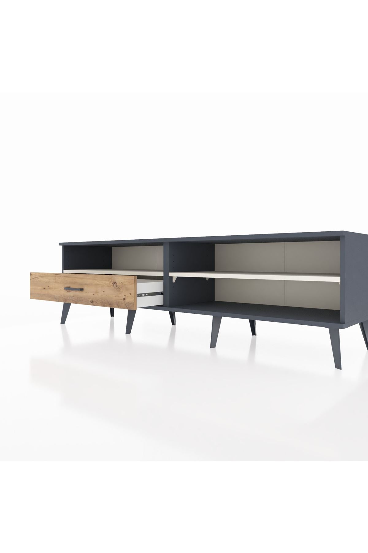 Hyperion TV Ünitesi 2 Raflı Tek Çekmeceli  176x44x51 Antrasit-Aytaşı/Çam