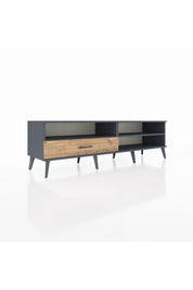 Hyperion TV Ünitesi 2 Raflı Tek Çekmeceli  176x44x51 Antrasit-Antrasit/Çam