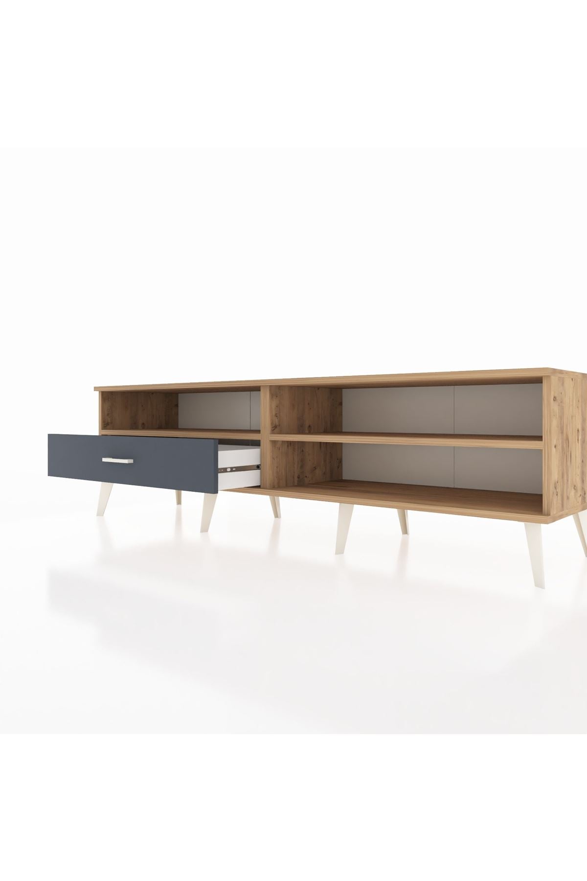 Hyperion TV Ünitesi 2 Raflı Tek Çekmeceli  176x44x51 Çam-Çam/Antrasit