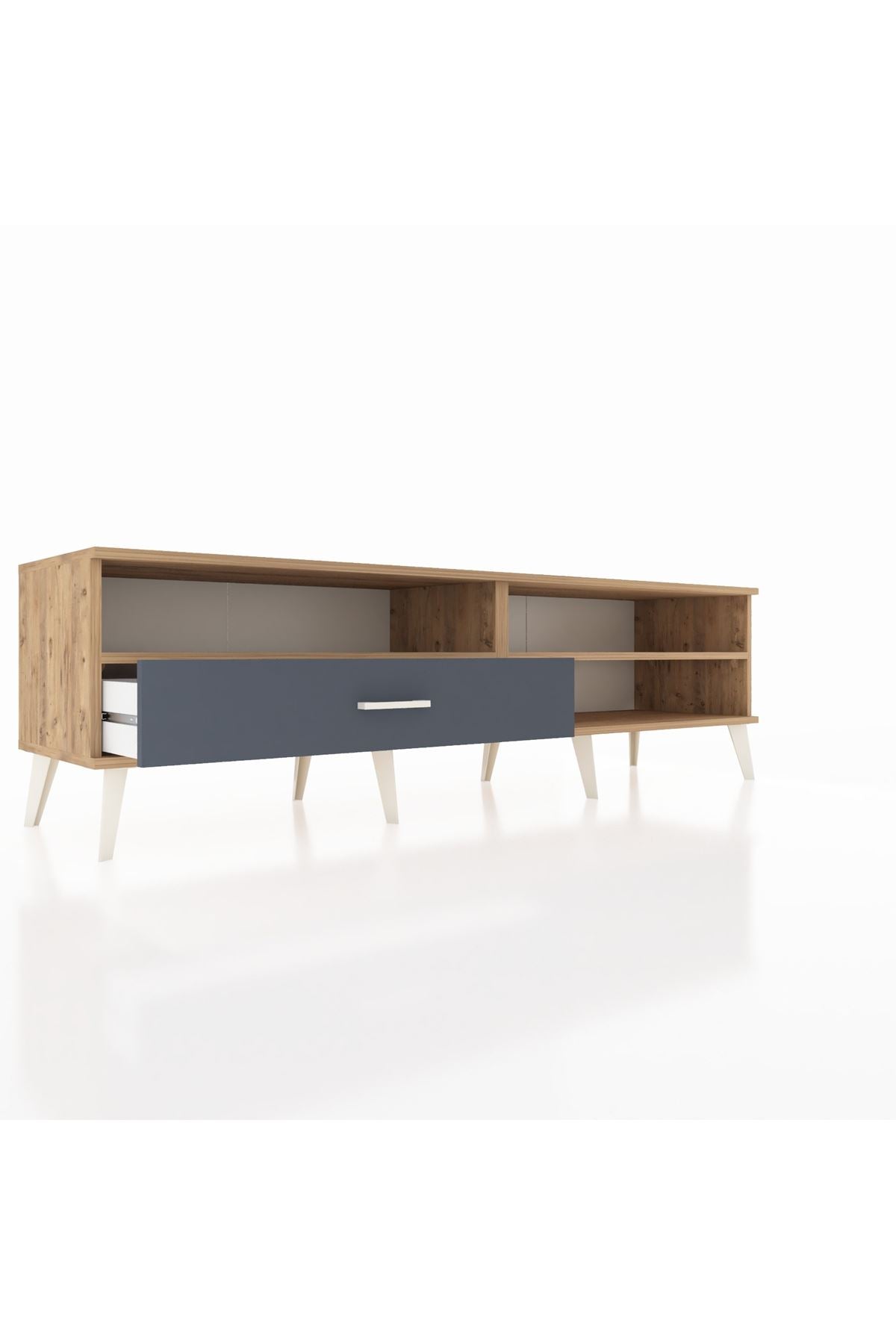 Hyperion TV Ünitesi 2 Raflı Tek Çekmeceli  176x44x51 Çam-Çam/Antrasit