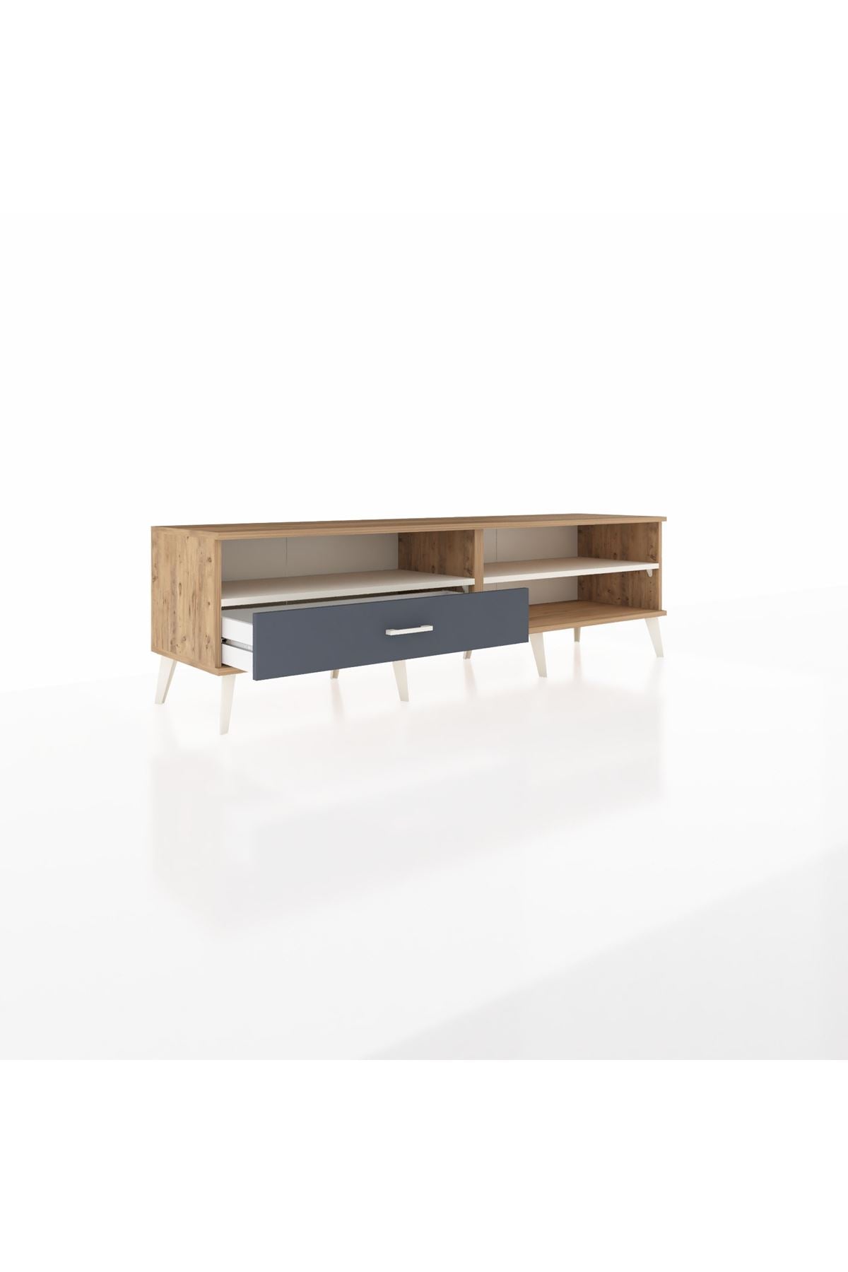 Hyperion TV Ünitesi 2 Raflı Tek Çekmeceli  176x44x51 Çam-Aytaşı/Antrasit