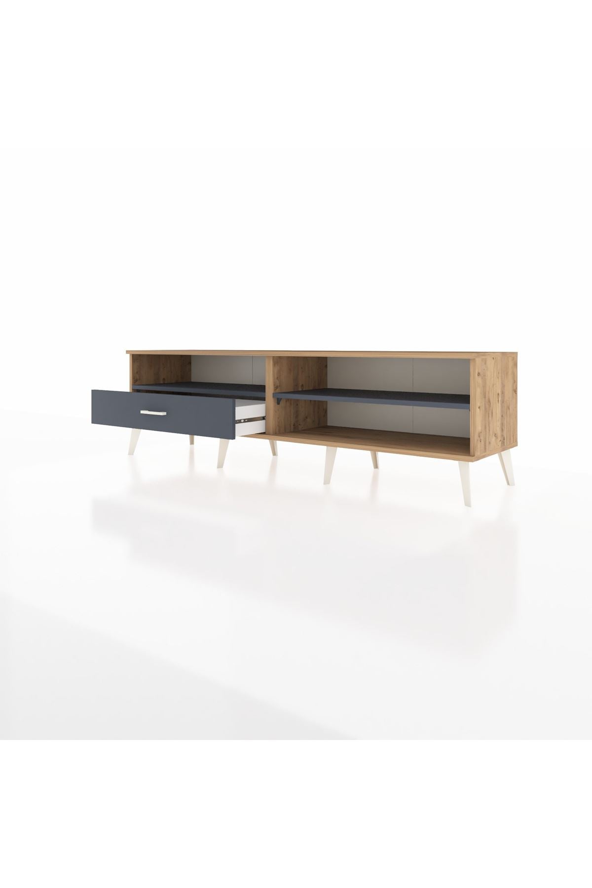 Hyperion TV Ünitesi 2 Raflı Tek Çekmeceli  176x44x51 Çam-Antrasit/Antrasit