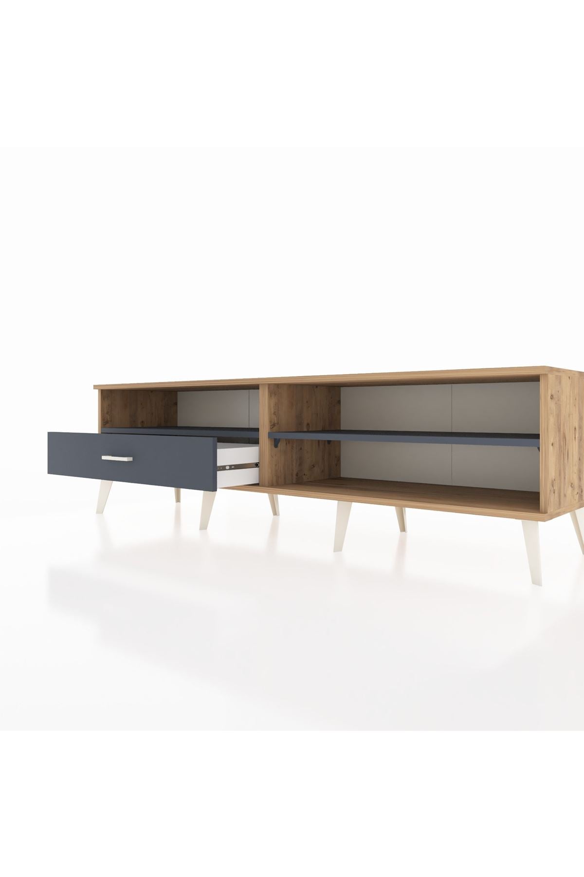 Hyperion TV Ünitesi 2 Raflı Tek Çekmeceli  176x44x51 Çam-Antrasit/Antrasit