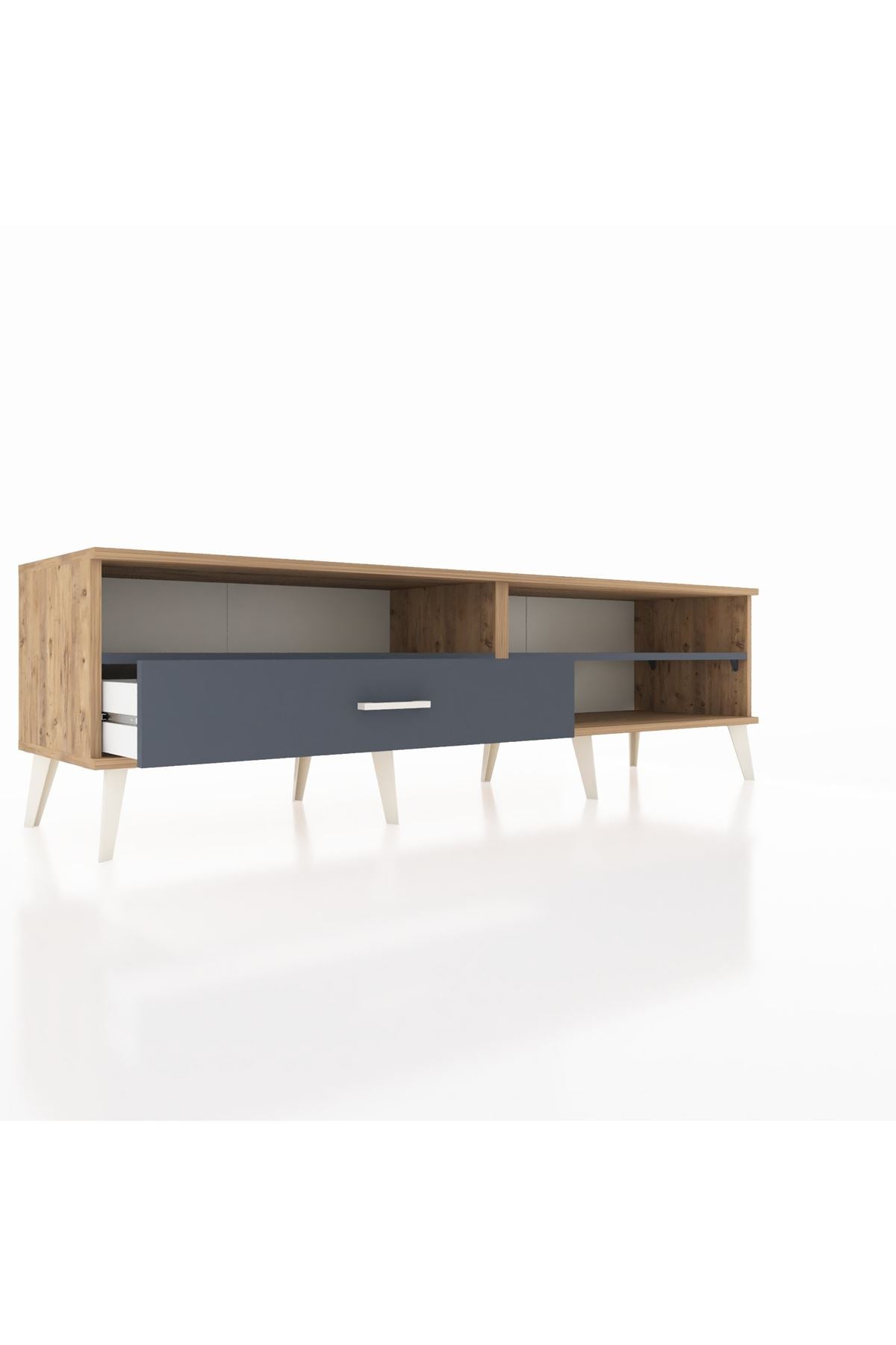 Hyperion TV Ünitesi 2 Raflı Tek Çekmeceli  176x44x51 Çam-Antrasit/Antrasit