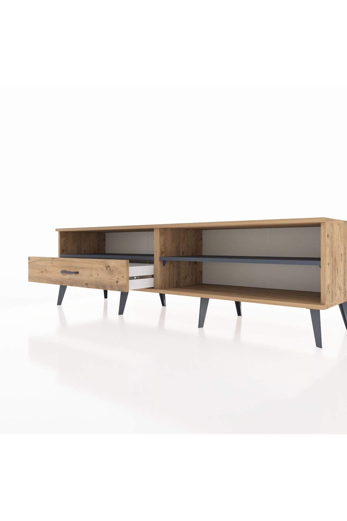 Hyperion TV Ünitesi 2 Raflı Tek Çekmeceli  176x44x51 Çam-Antrasit/Çam