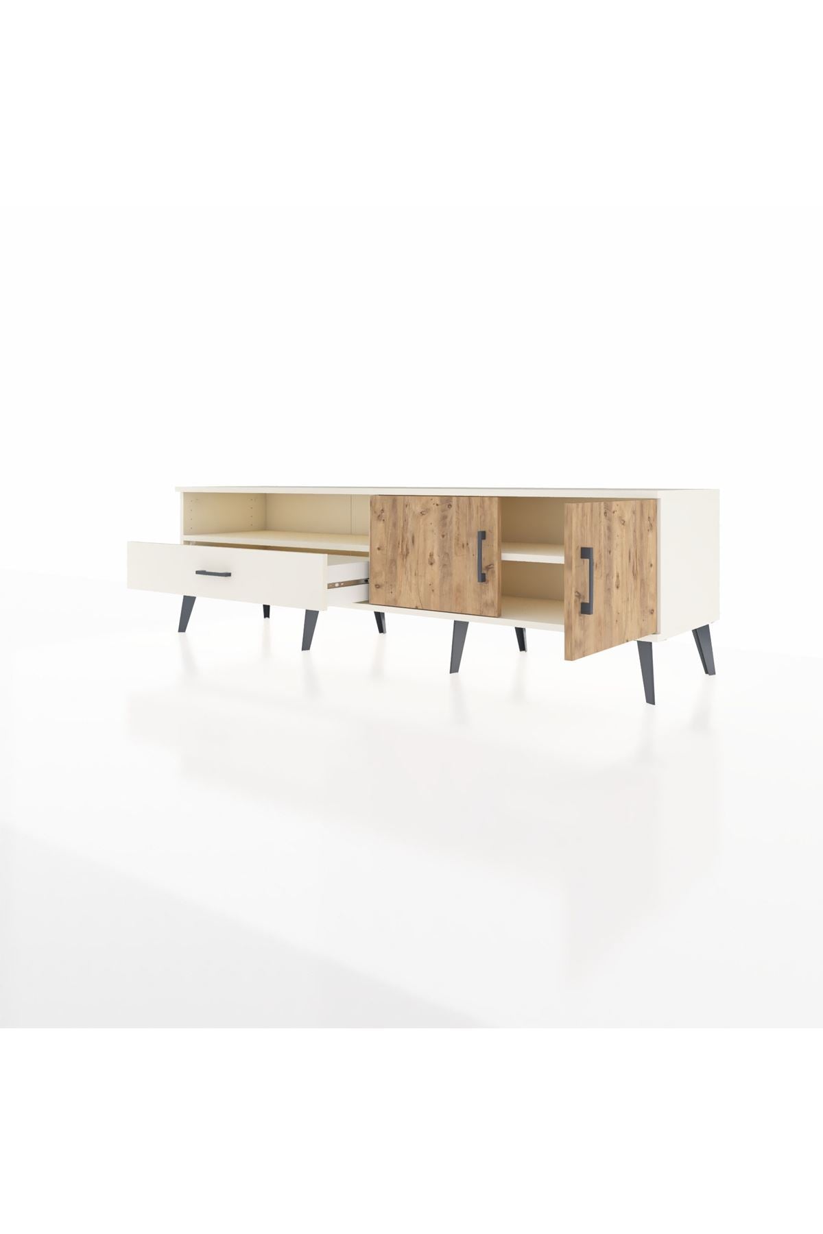 Hyperion TV Ünitesi 2 Raflı Tek Çekmeceli 2 Kapaklı 176x44x51 Aytaşı-Çam/Aytaşı